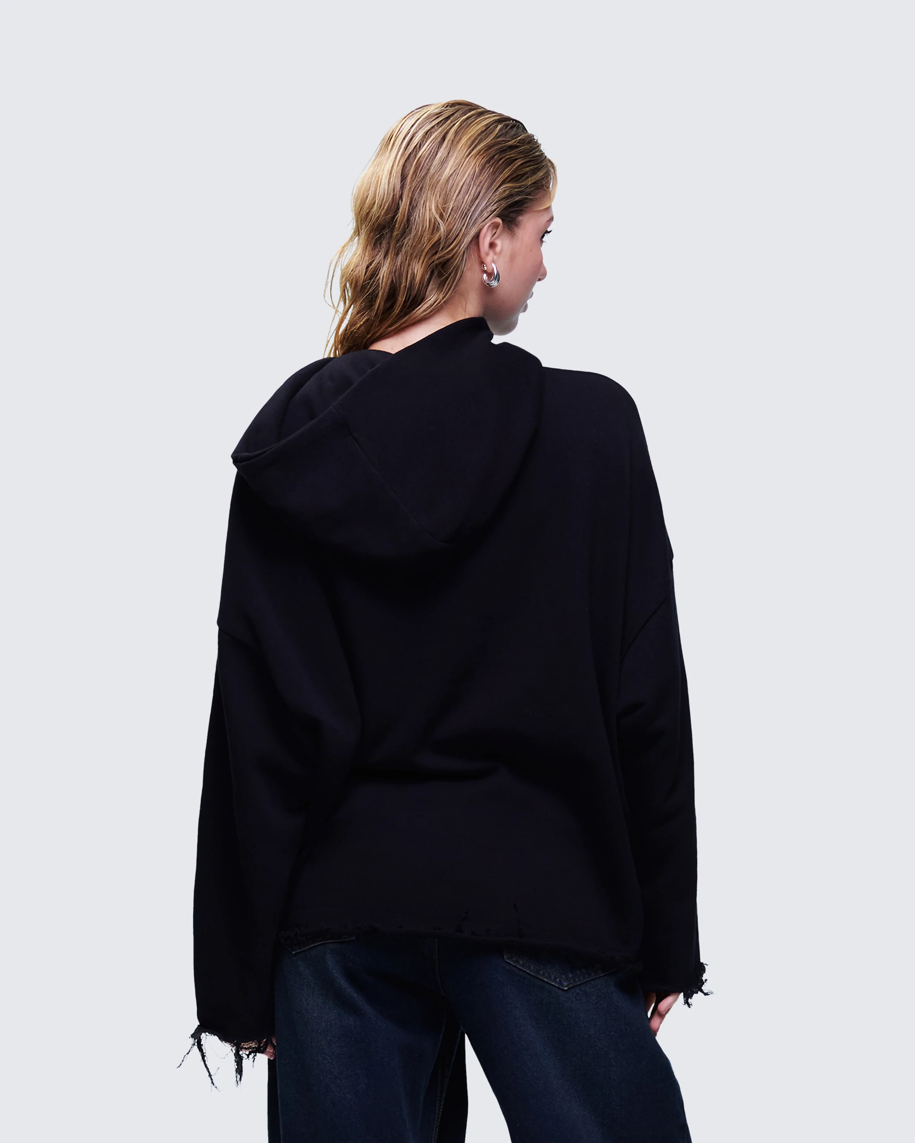 Aaralyn Black Distressed Hoodie - Image 4
