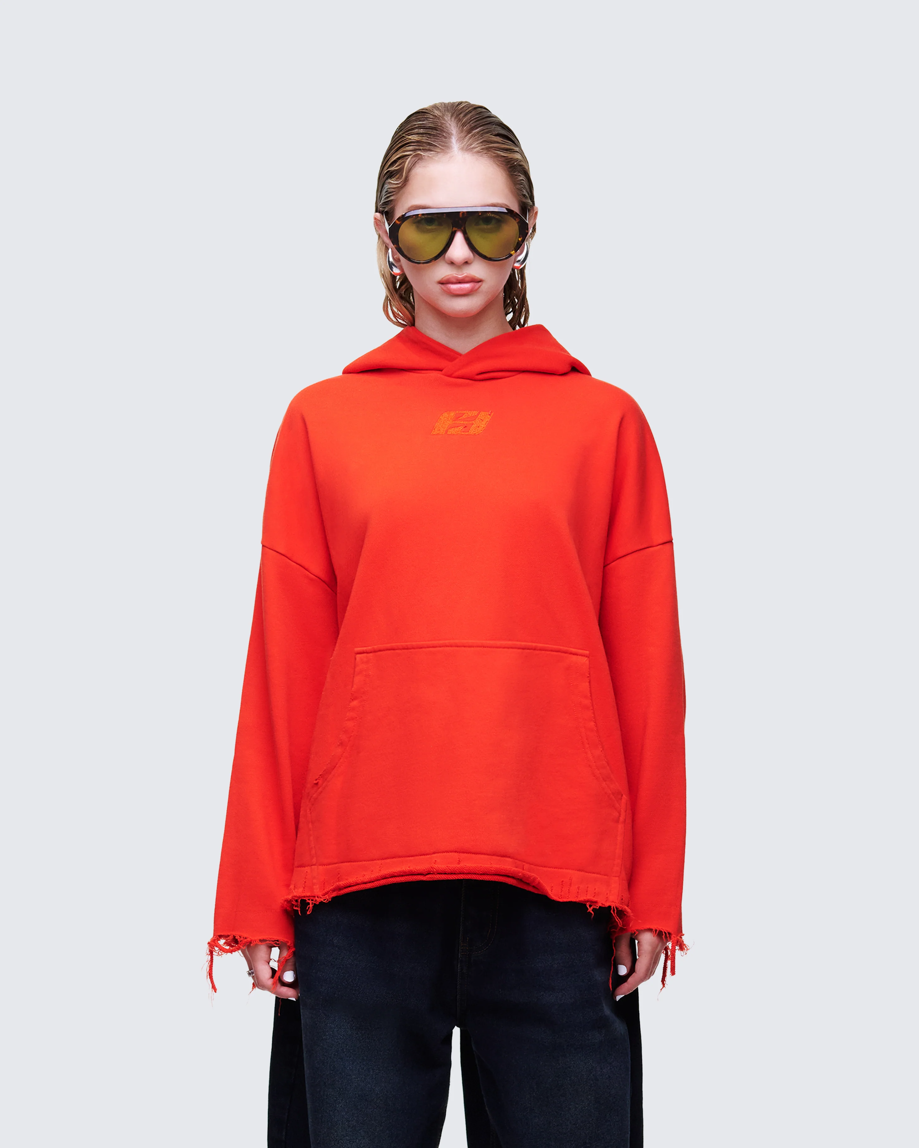 Aaralyn Red Distressed Hoodie - Image 2