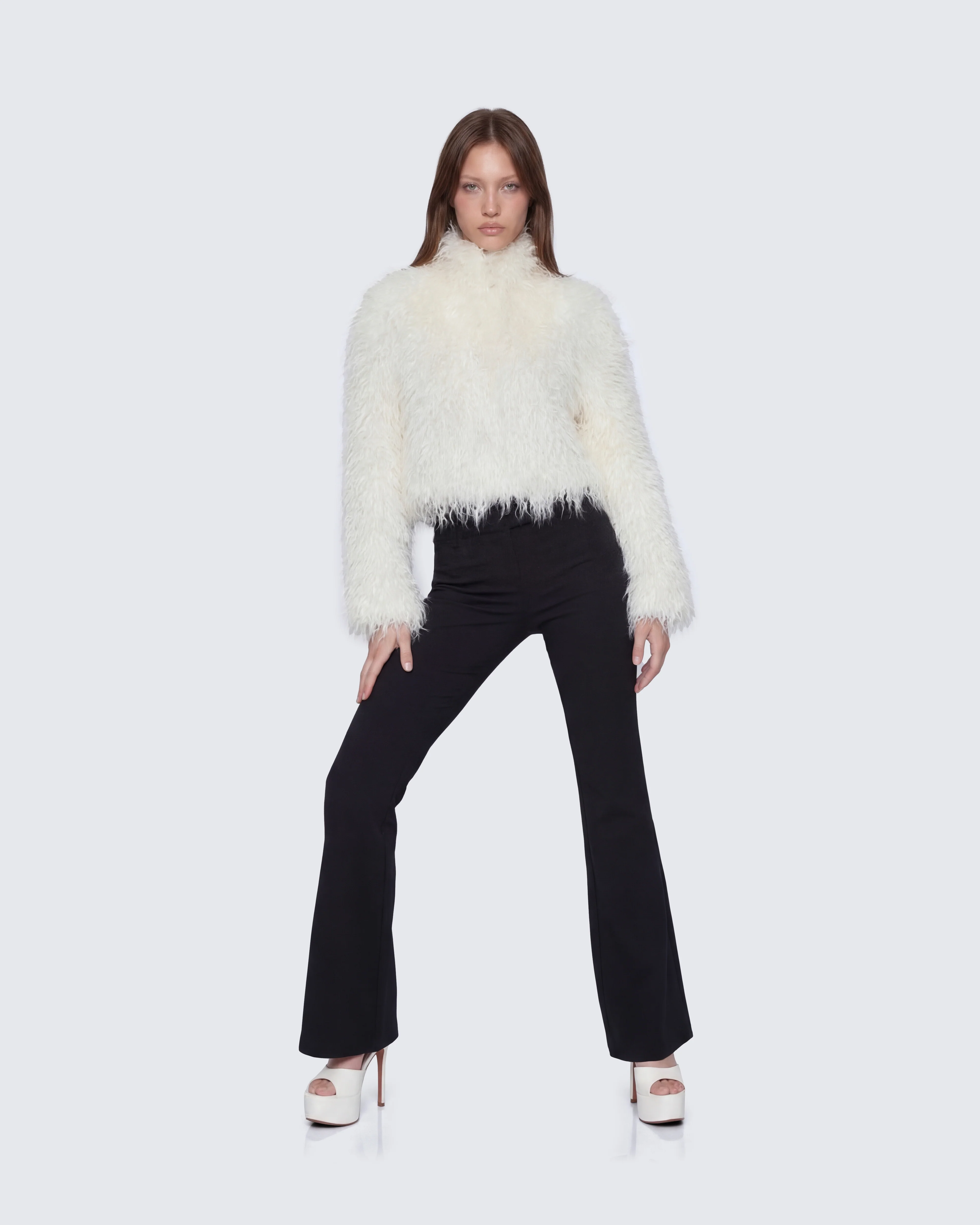 Abiba White Faux Fur Boxy Jacket - Image 5
