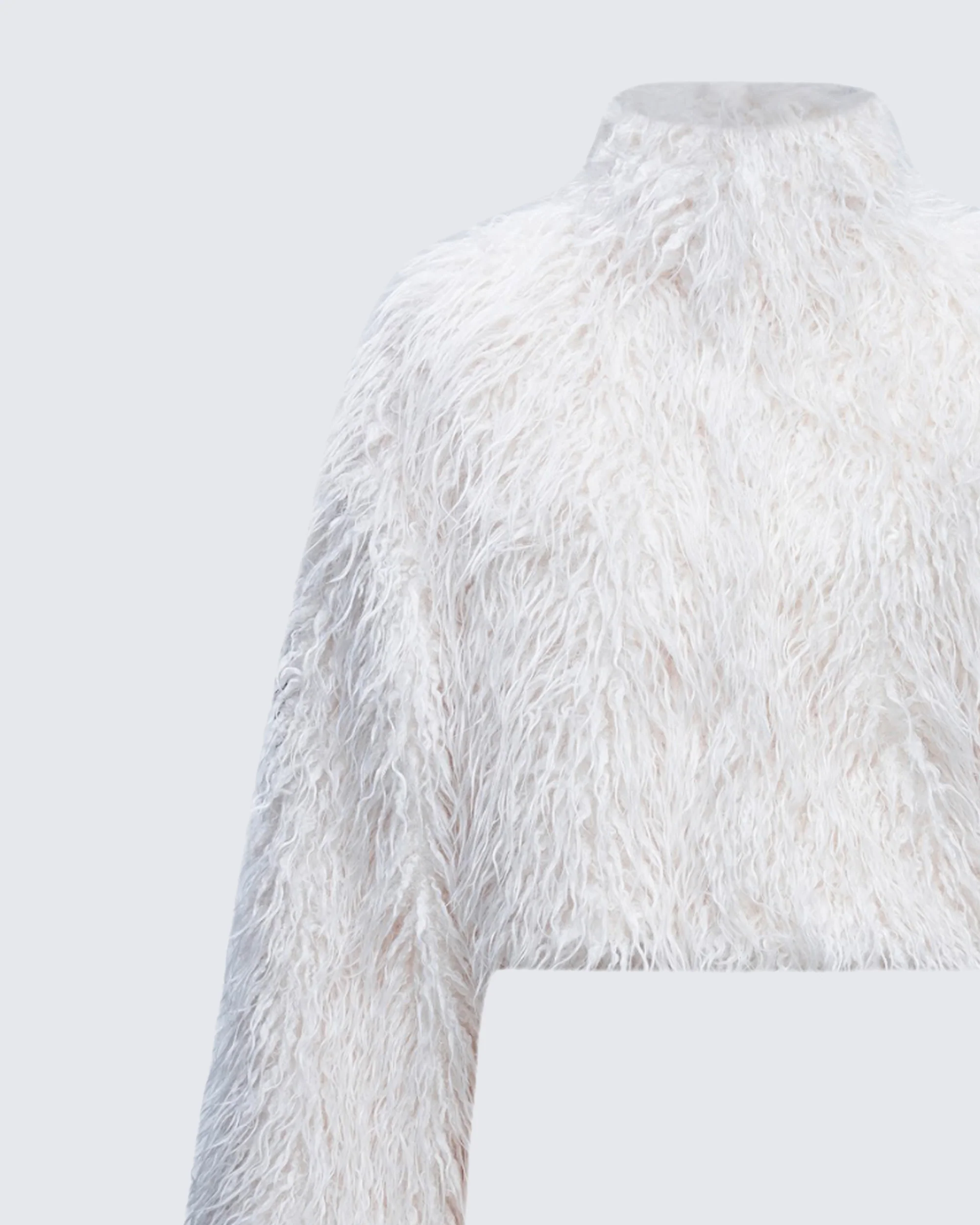 Abiba White Faux Fur Boxy Jacket - Image 6