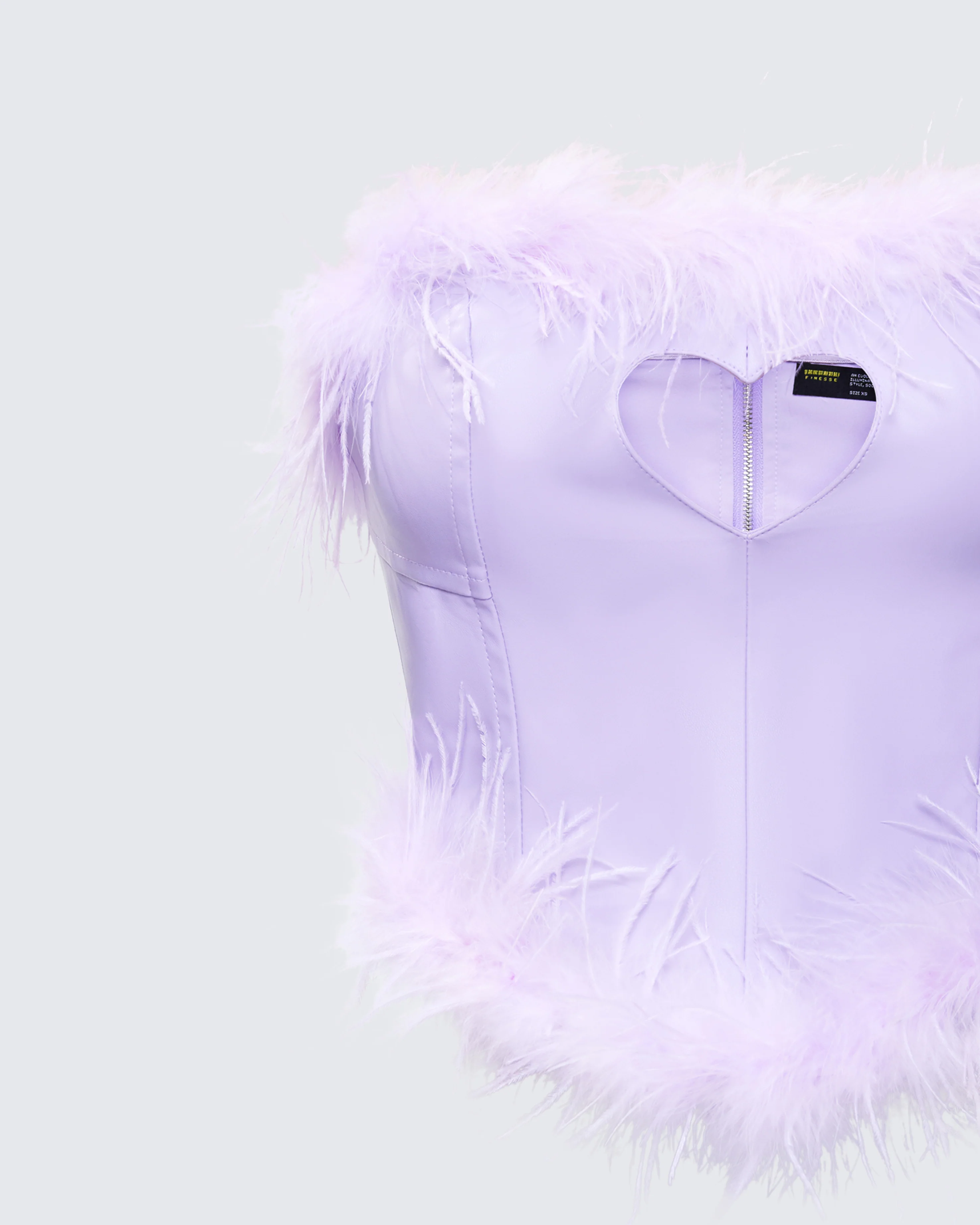 Abrielle Purple Cut Out Feather Corset Top - Image 6
