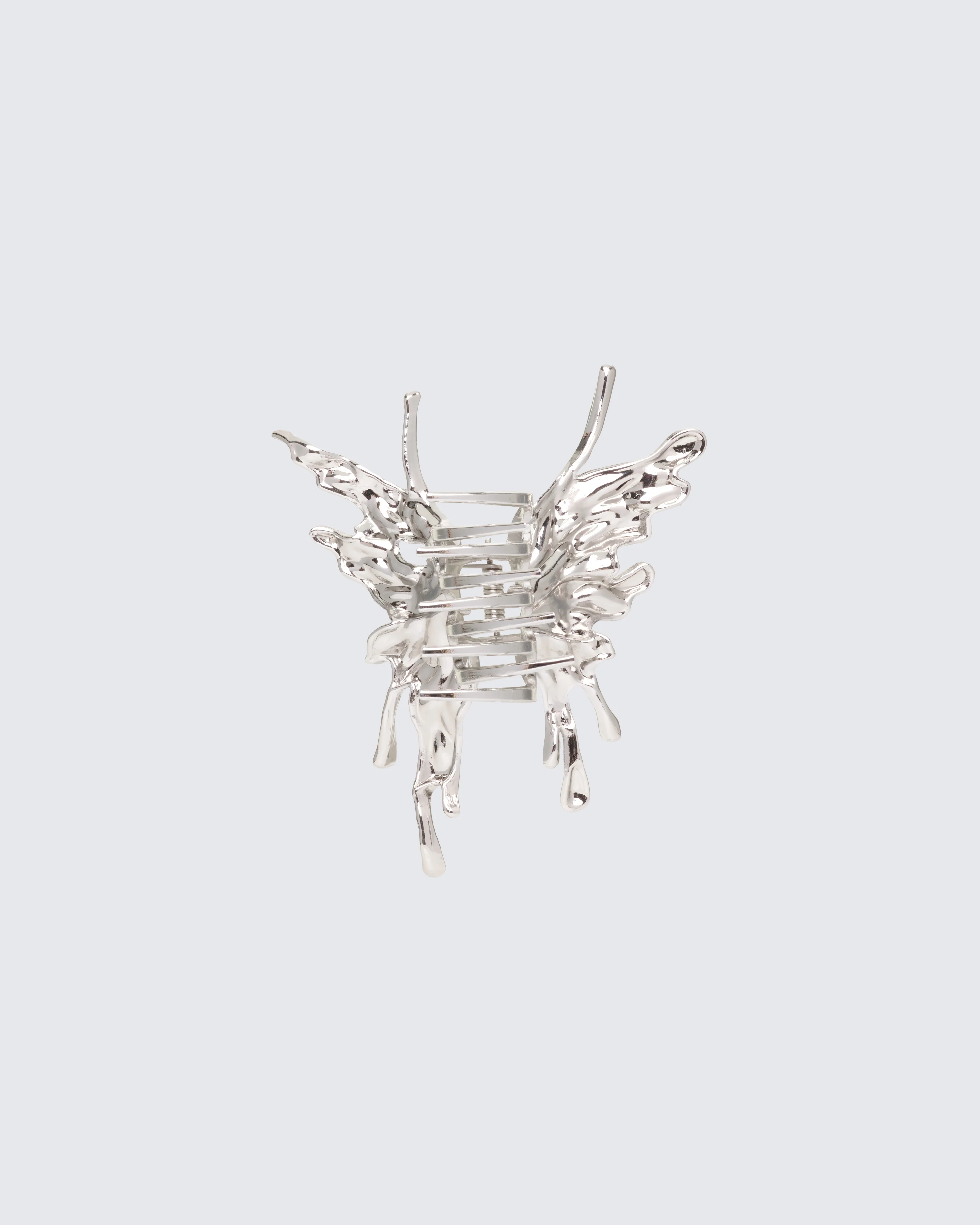 Adelaide Silver Molten Butterfly Hair Clip - Image 2
