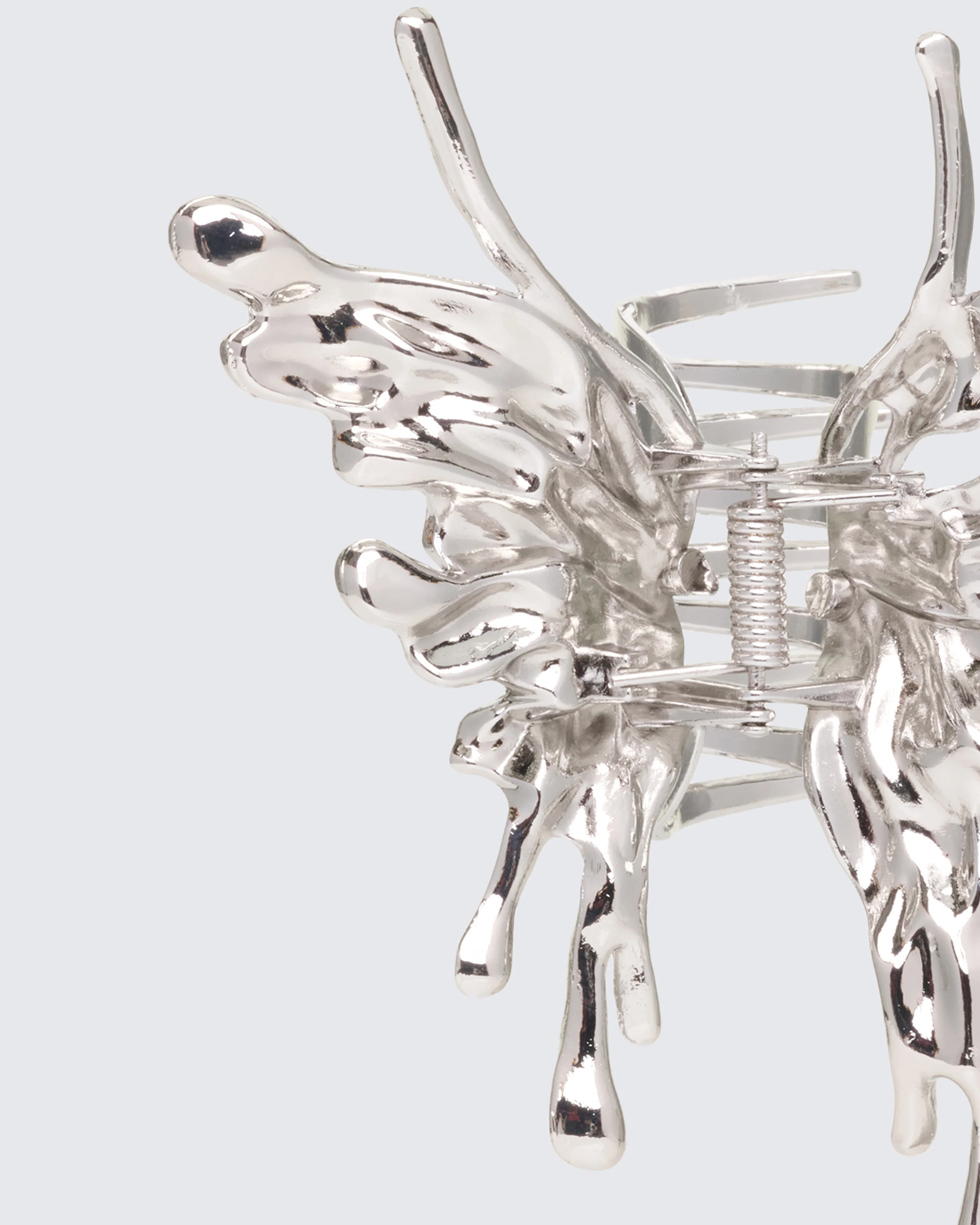 Adelaide Silver Molten Butterfly Hair Clip - Image 3