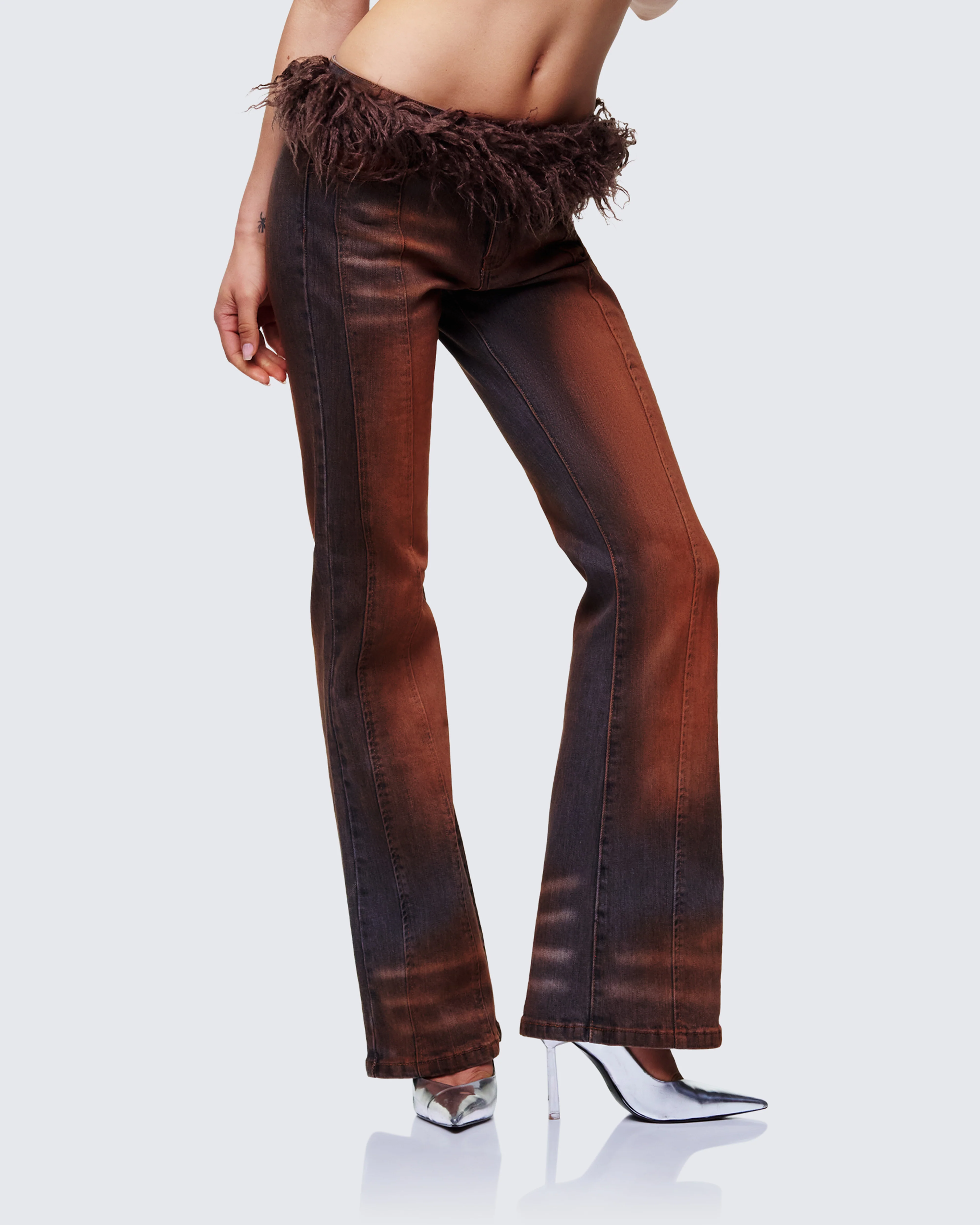 Adie Brown Denim Fur Jean - Image 3