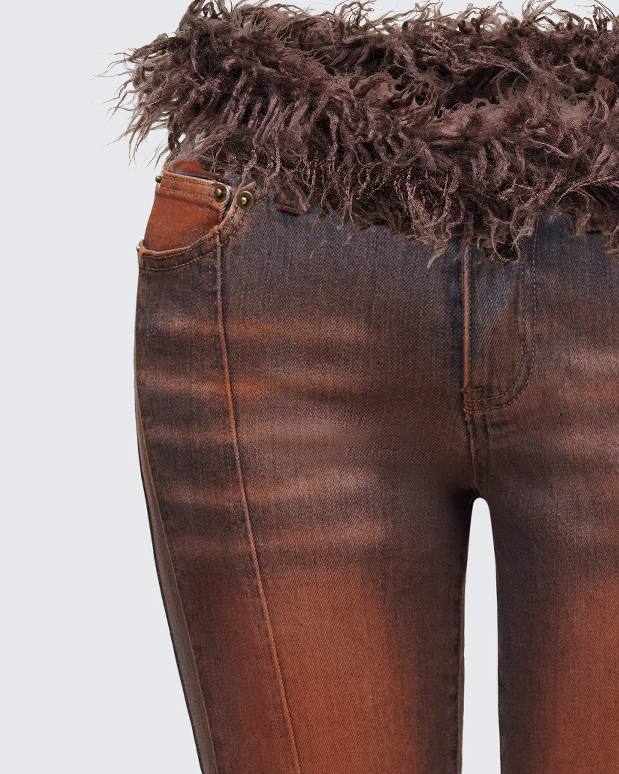 Adie Brown Denim Fur Jean - Image 6