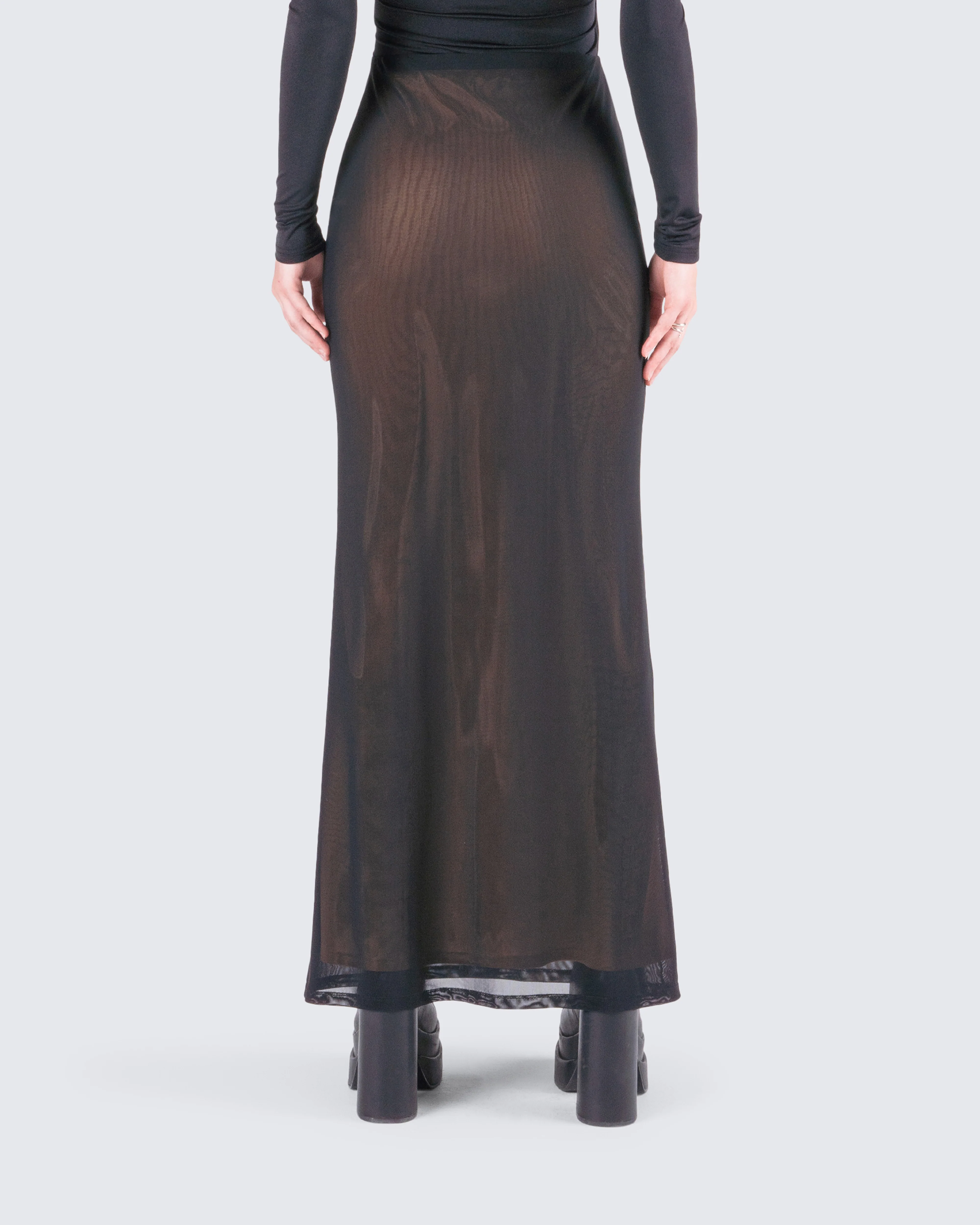 Aela Black Mesh Maxi Skirt - Image 7