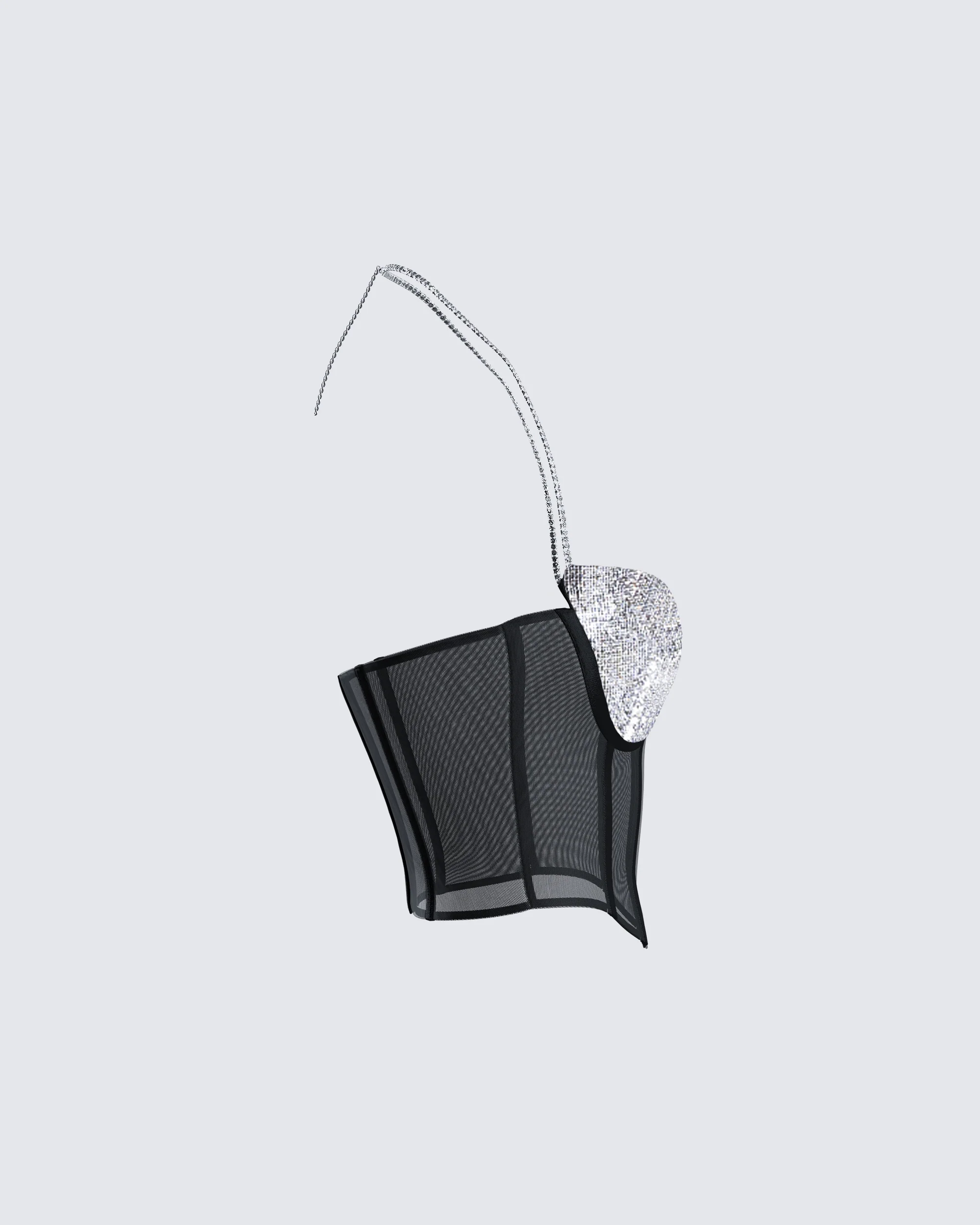 Aela Black Rhinestone Corset Top - Image 2