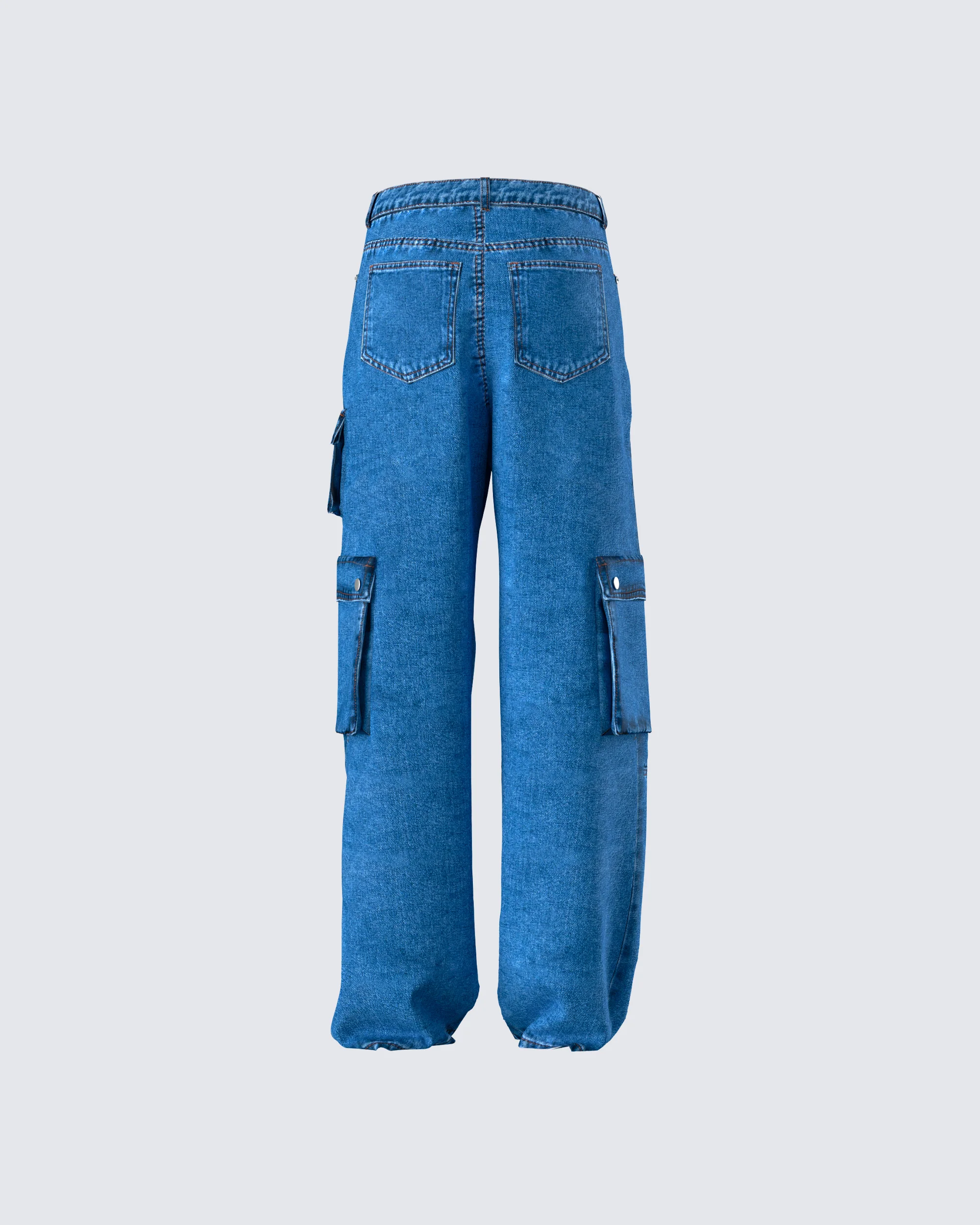 Agnetha Blue Denim Cargo Pant - Image 3