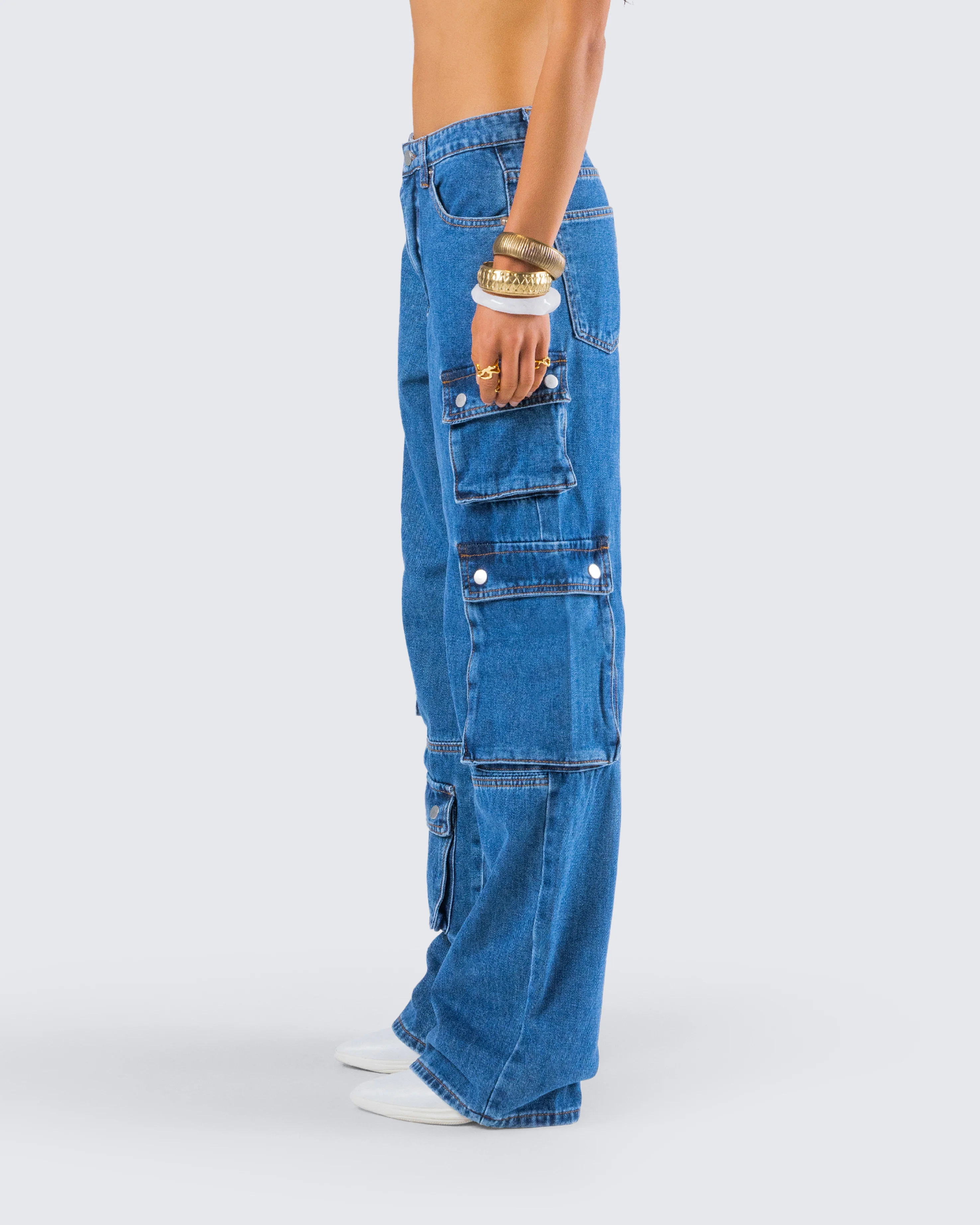 Agnetha Blue Denim Cargo Pant - Image 6