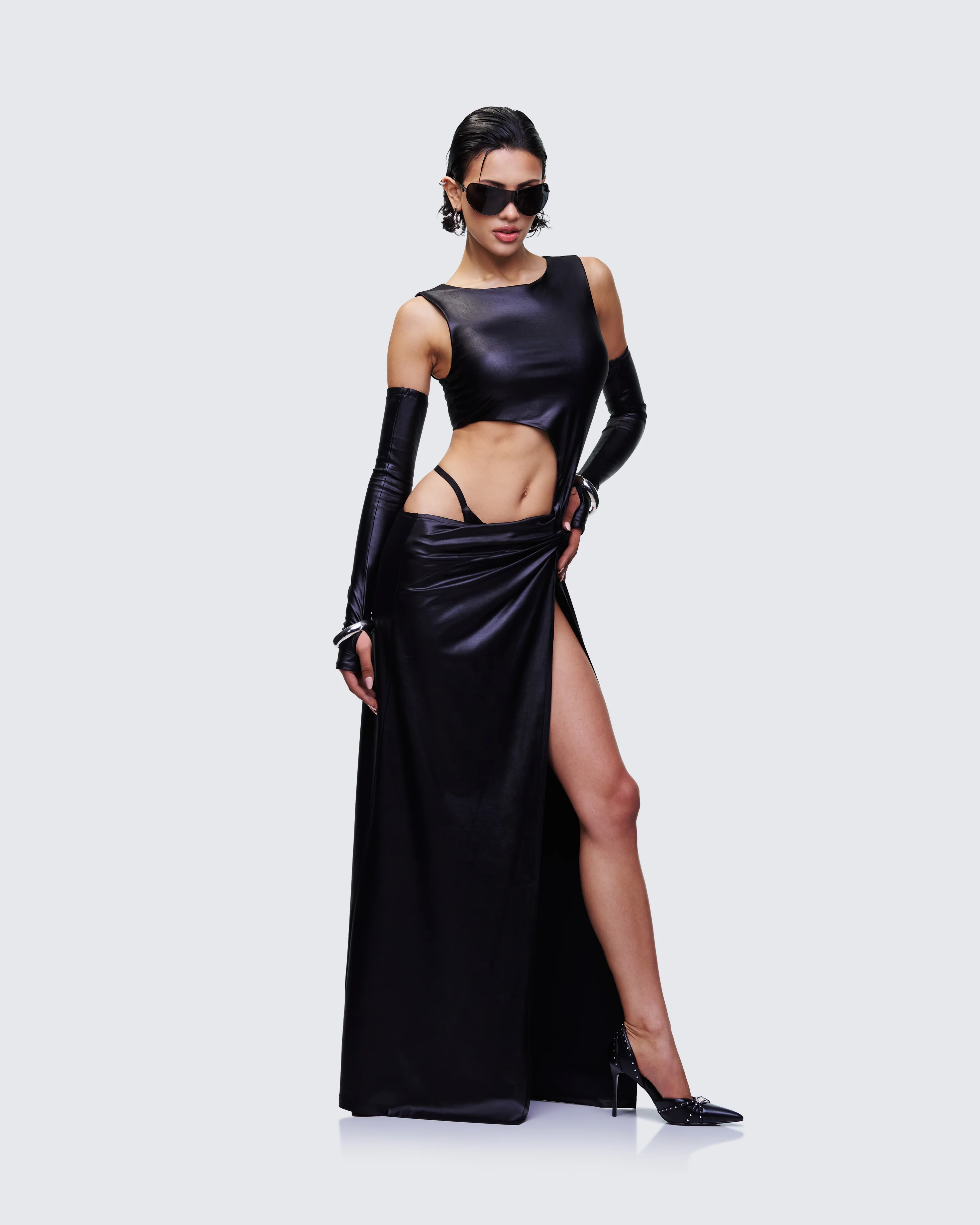 Aiala Black Knot Front Cutaway Dress - Image 3