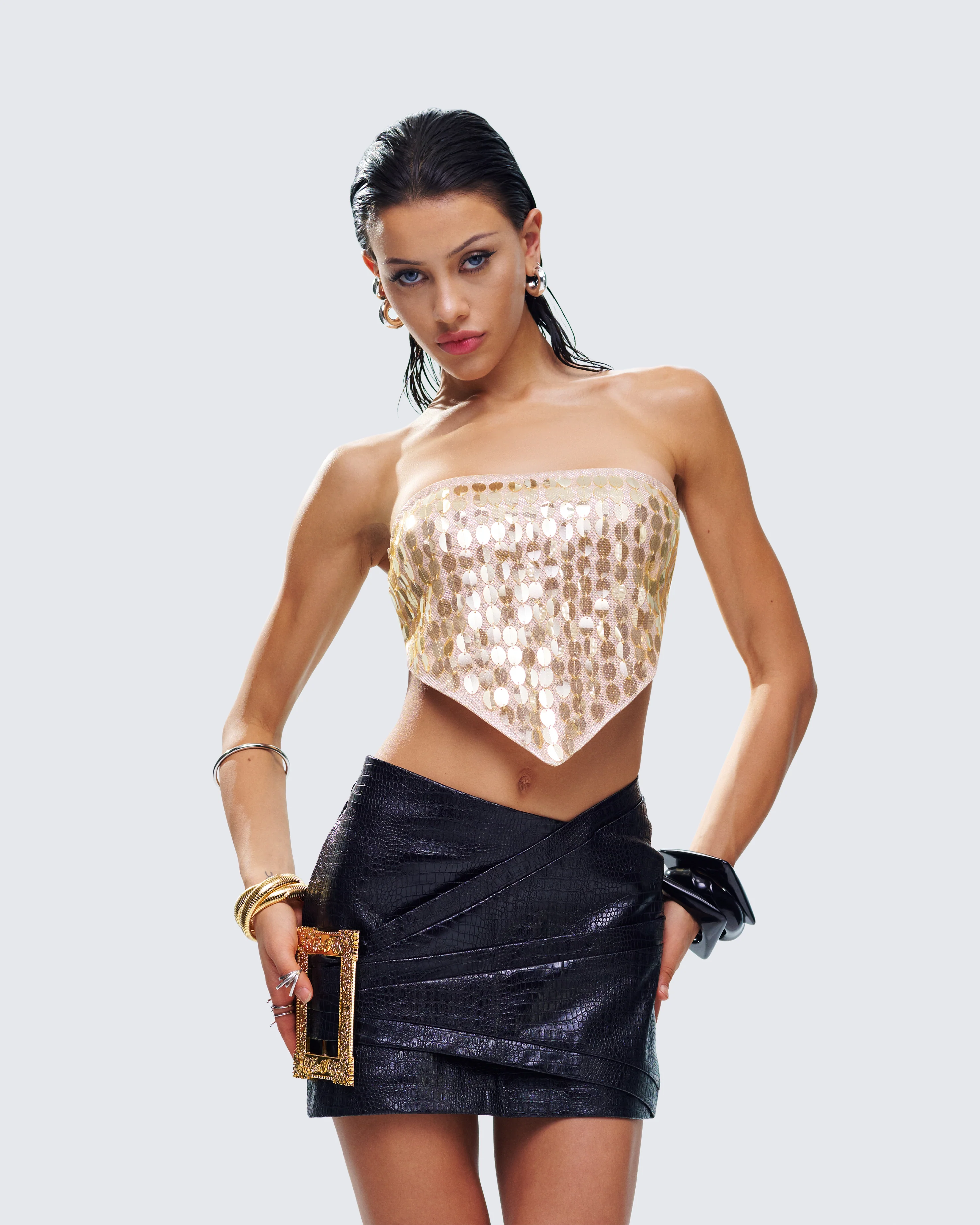 Aida Gold Sequin Bandana Top - Image 5