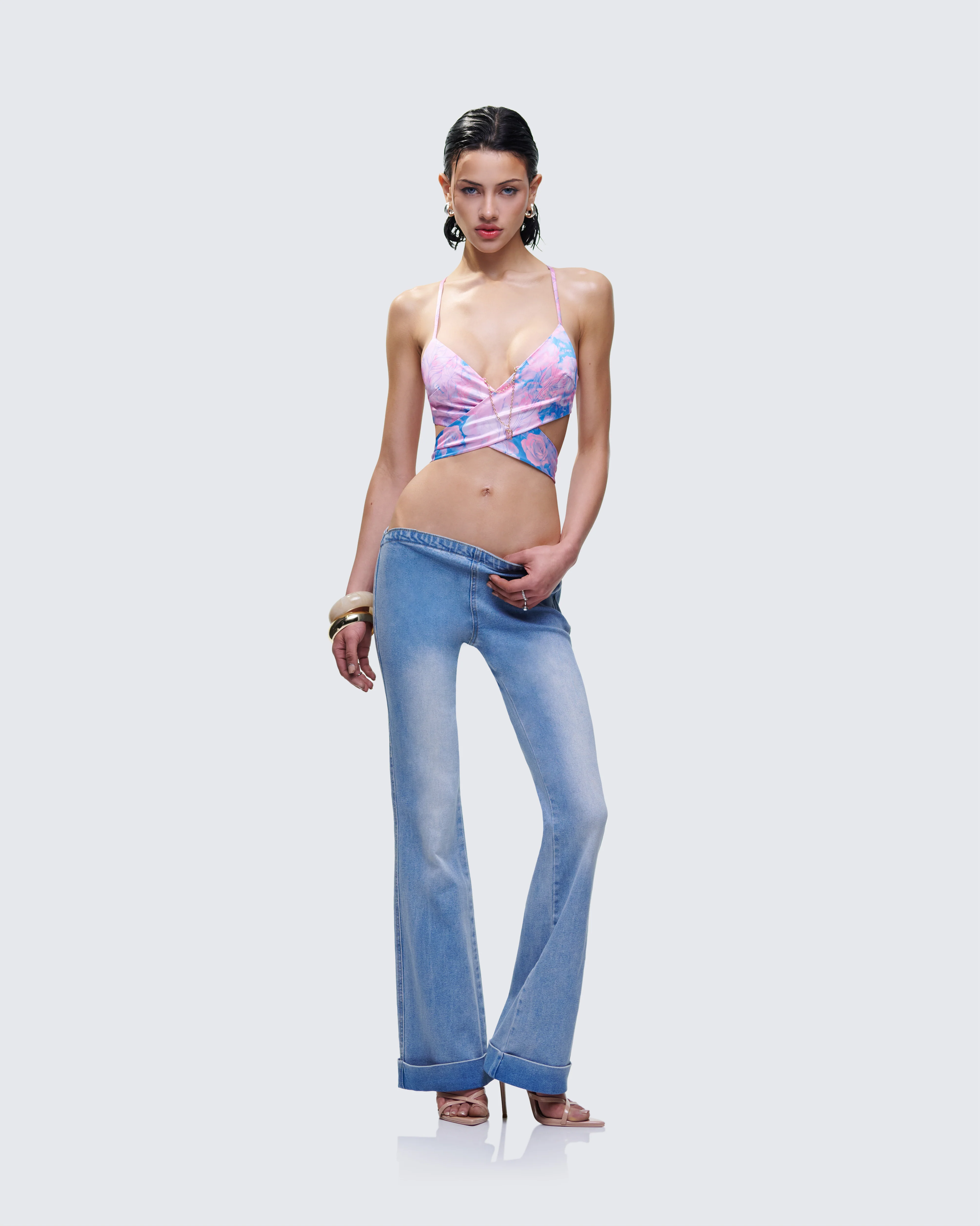 Aiyana Multi Floral Print Wrap Top - Image 5