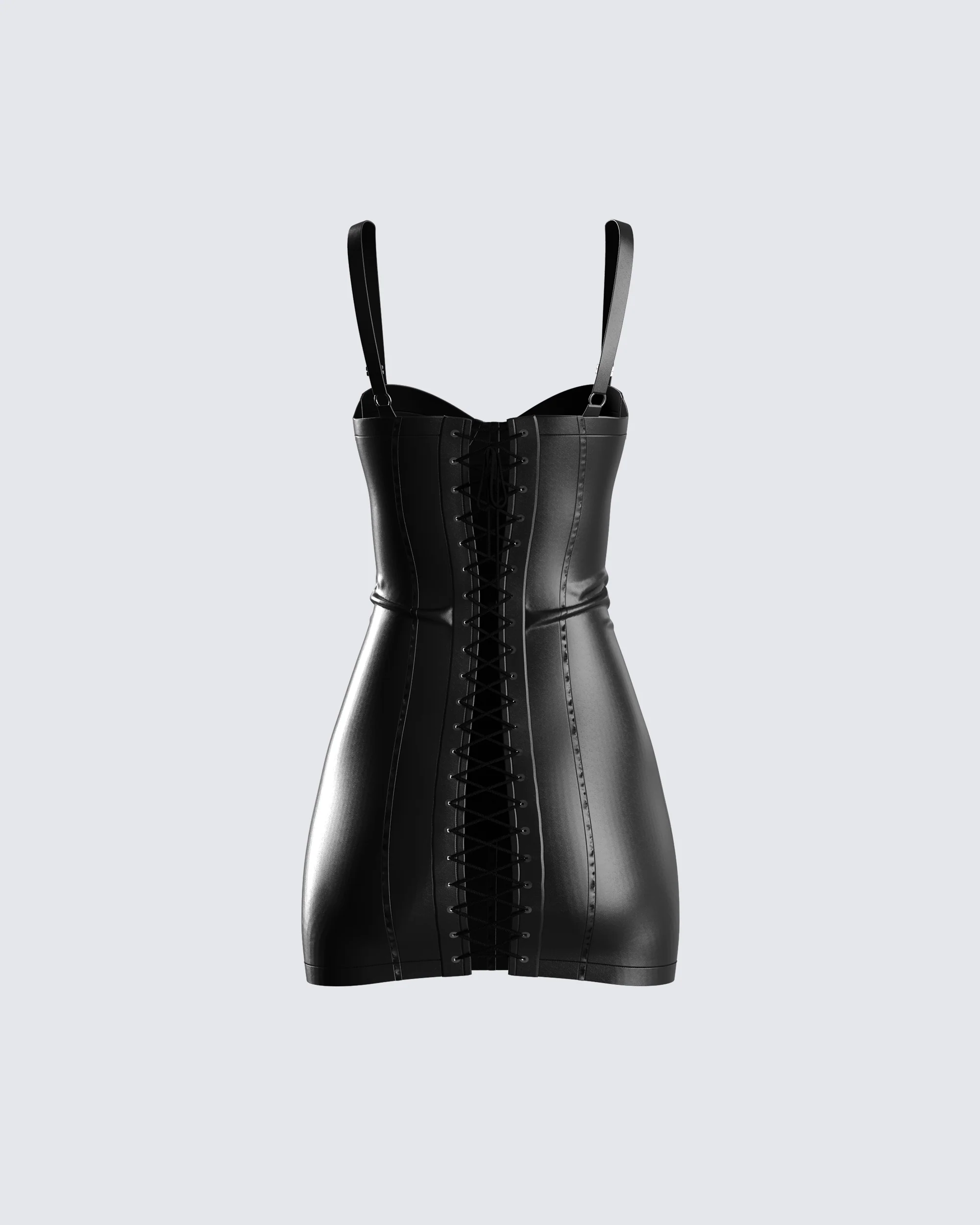 Alara Black Vegan Leather Dress - Image 3