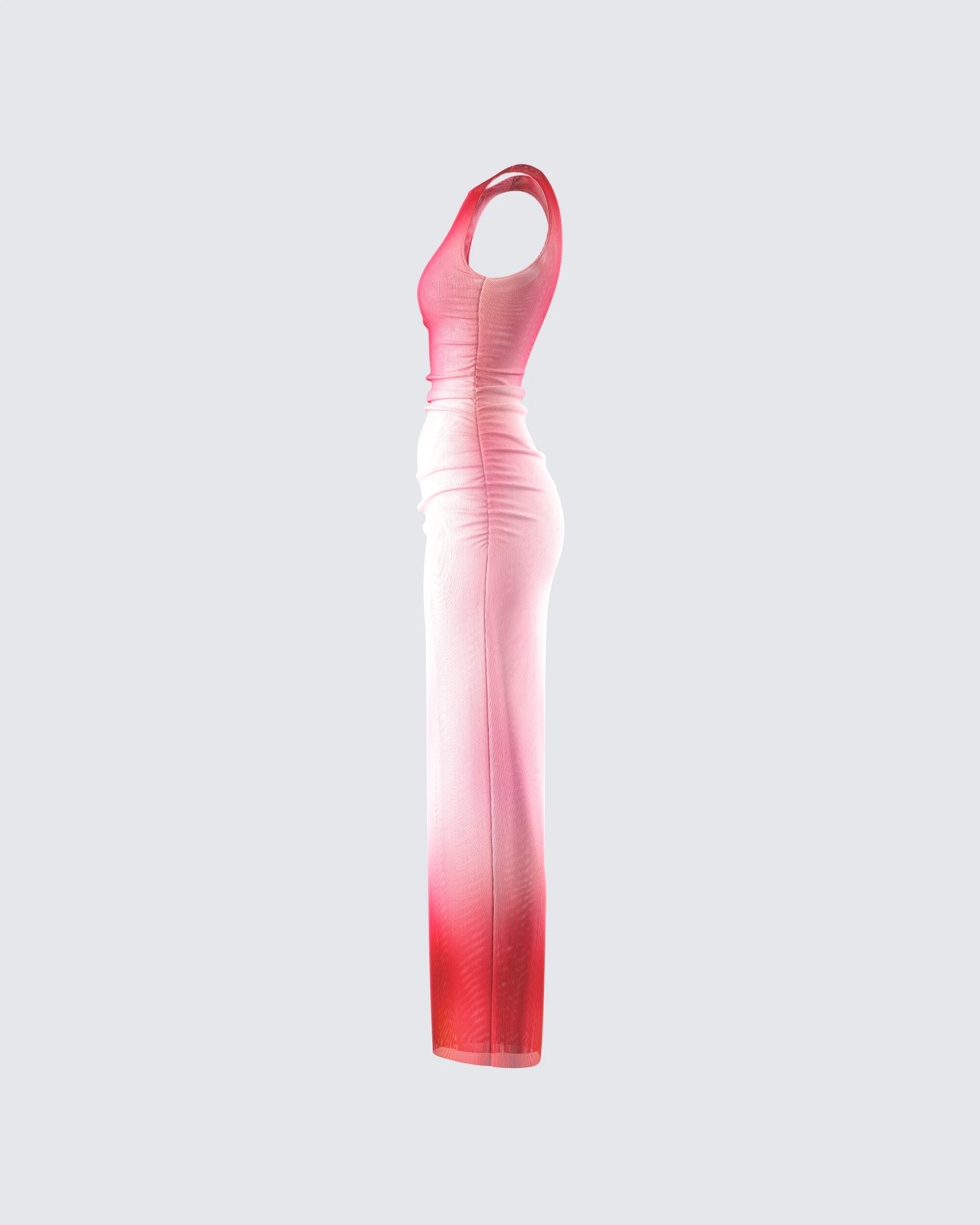 Aldina Red Print Mesh Maxi Dress - Image 2
