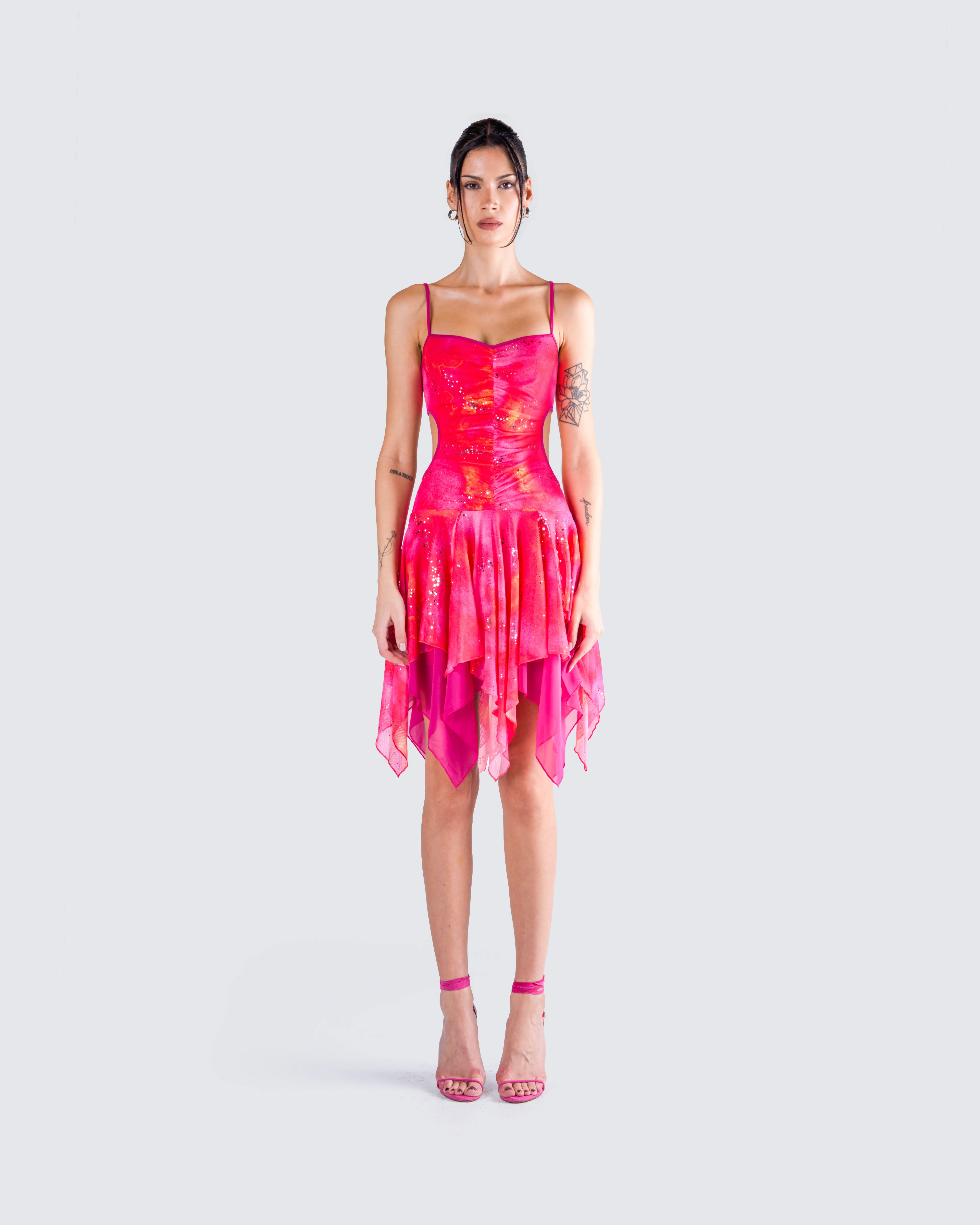 Alejandra Pink Handkerchief Dress - Image 4