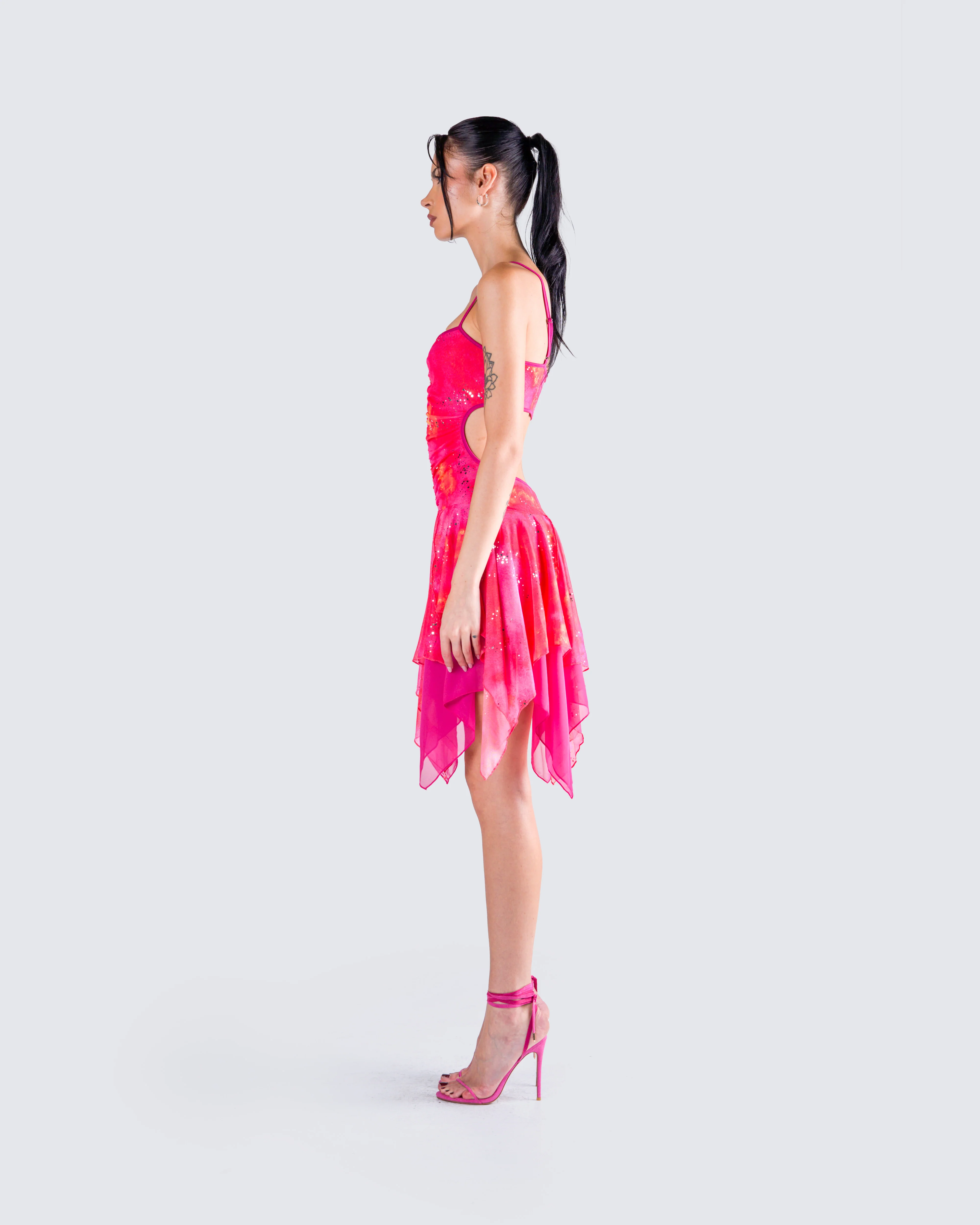 Alejandra Pink Handkerchief Dress - Image 6