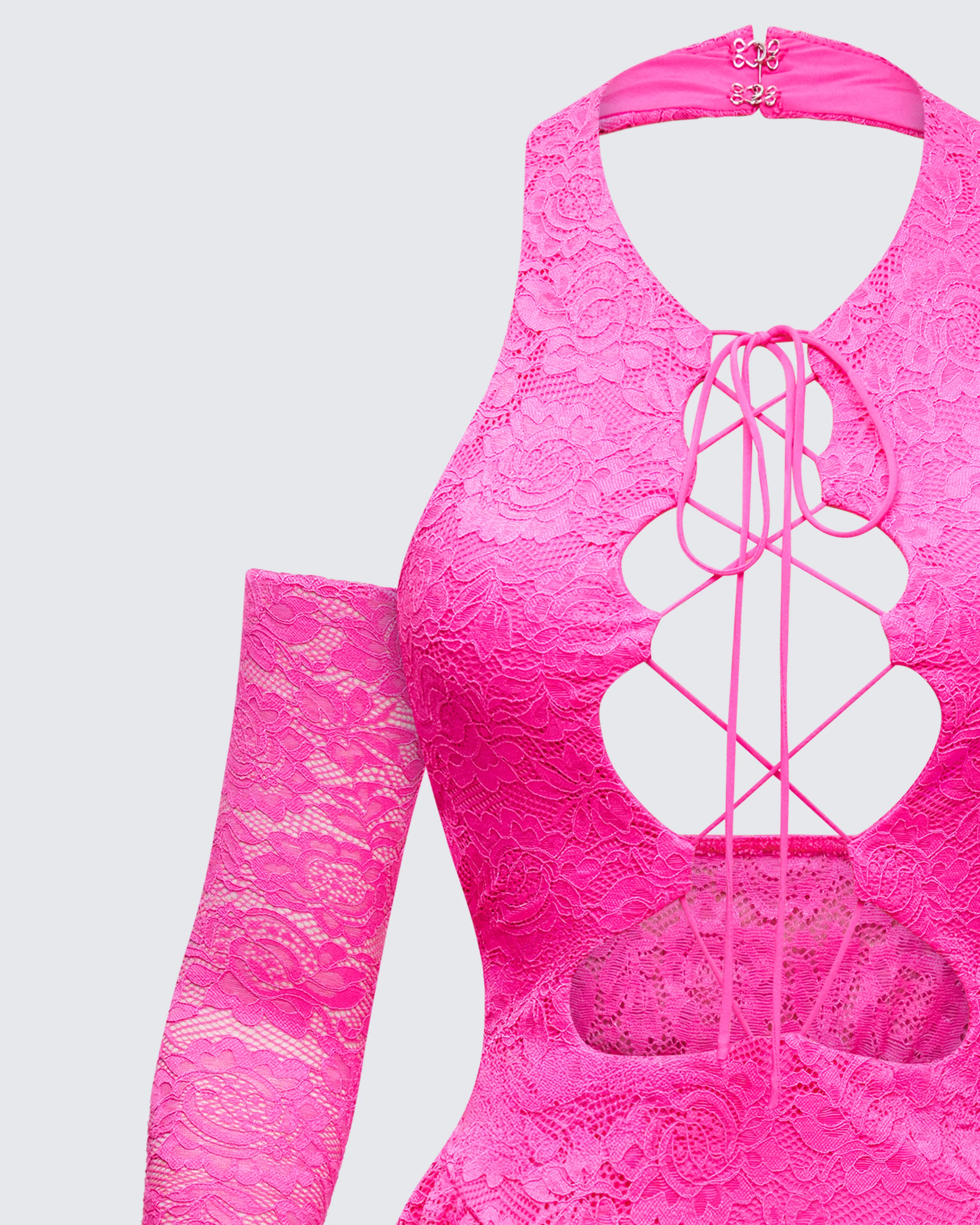 Aletheia Pink Lace Strap Detail Romper - Image 6