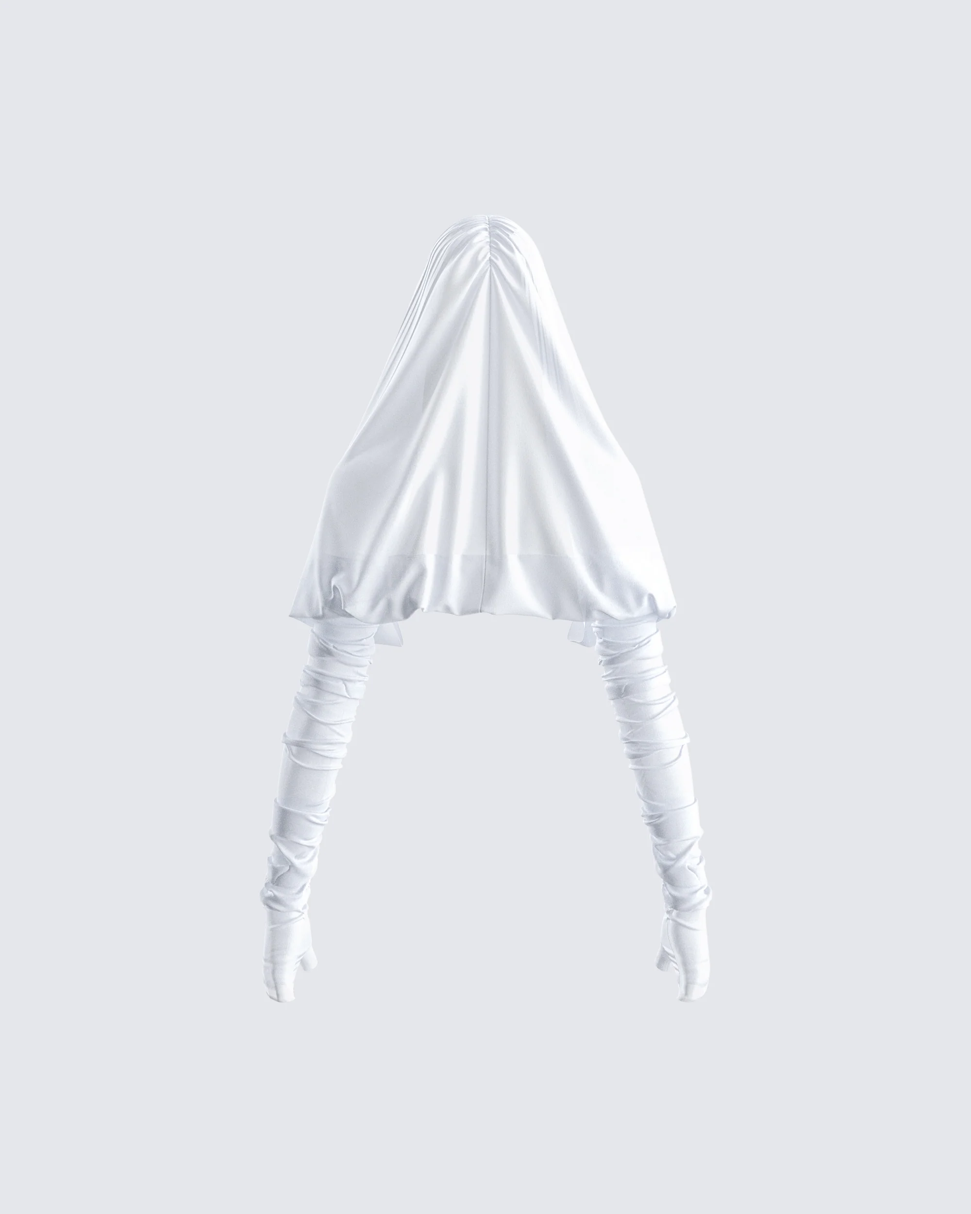 Alexa White Gauze Hooded Shrug - Image 3