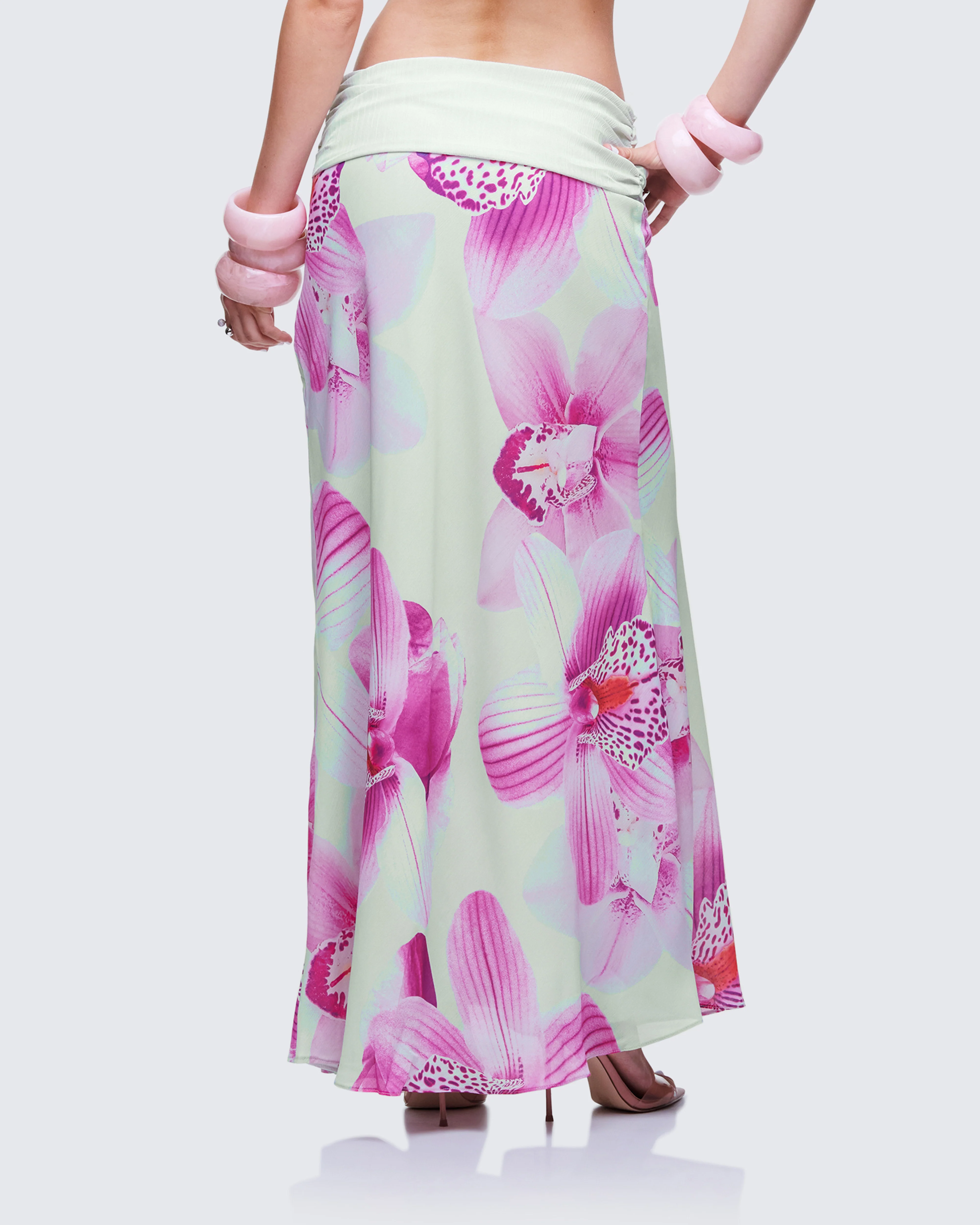 Alexis Printed Green Maxi Skirt - Image 4
