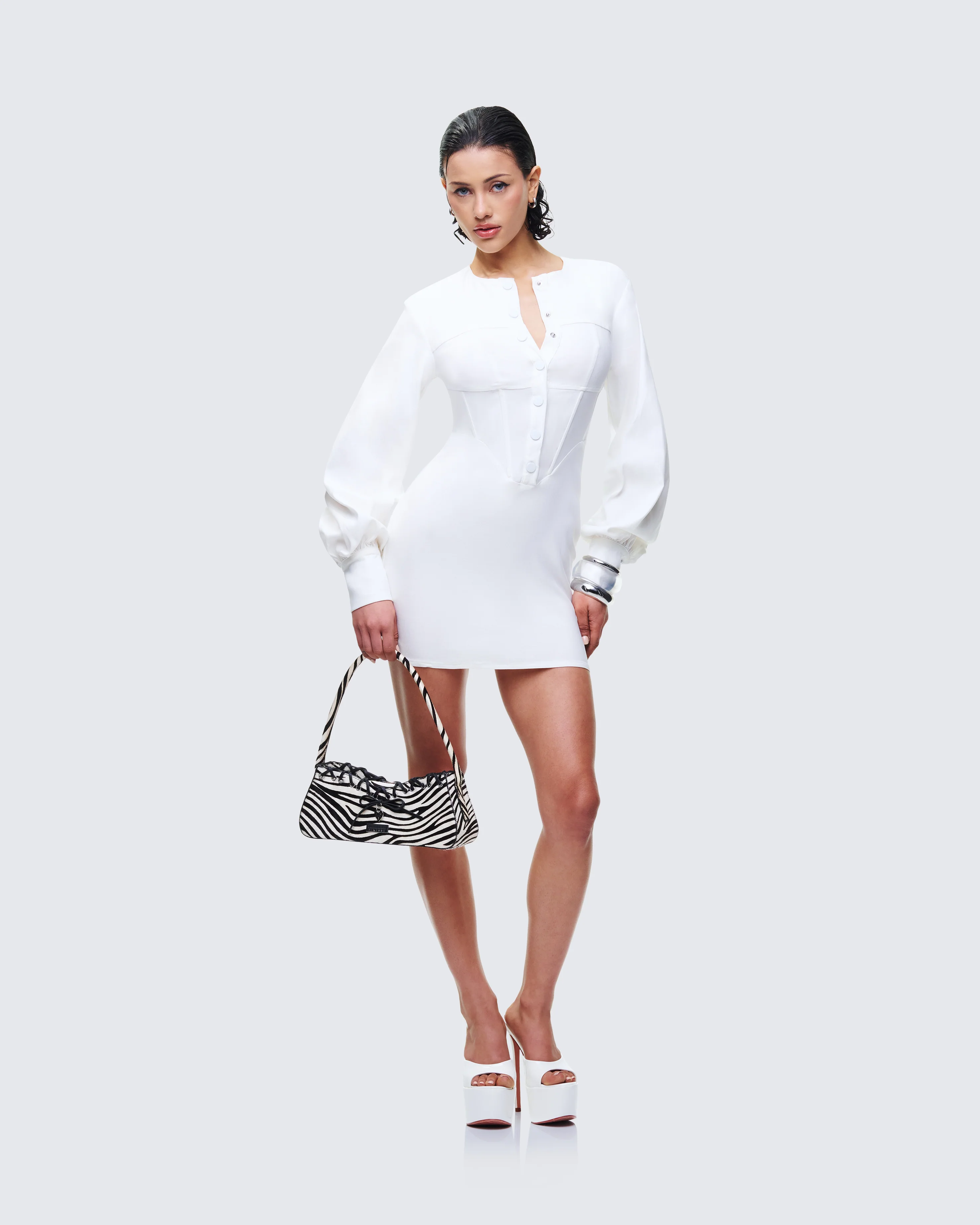 Alice White Mini Dress - Image 4
