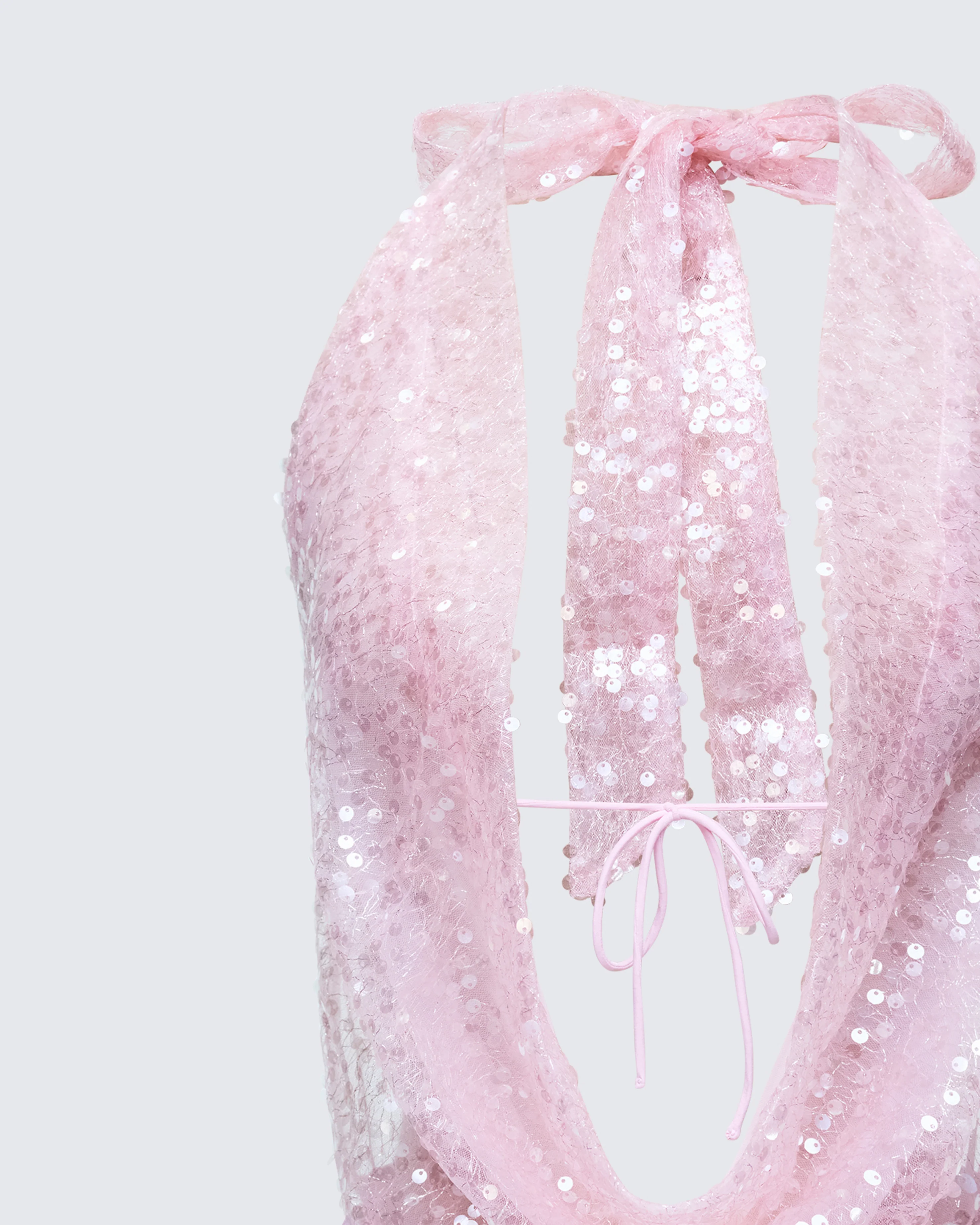 Alieka Pink Sequin Halter Bodysuit - Image 6
