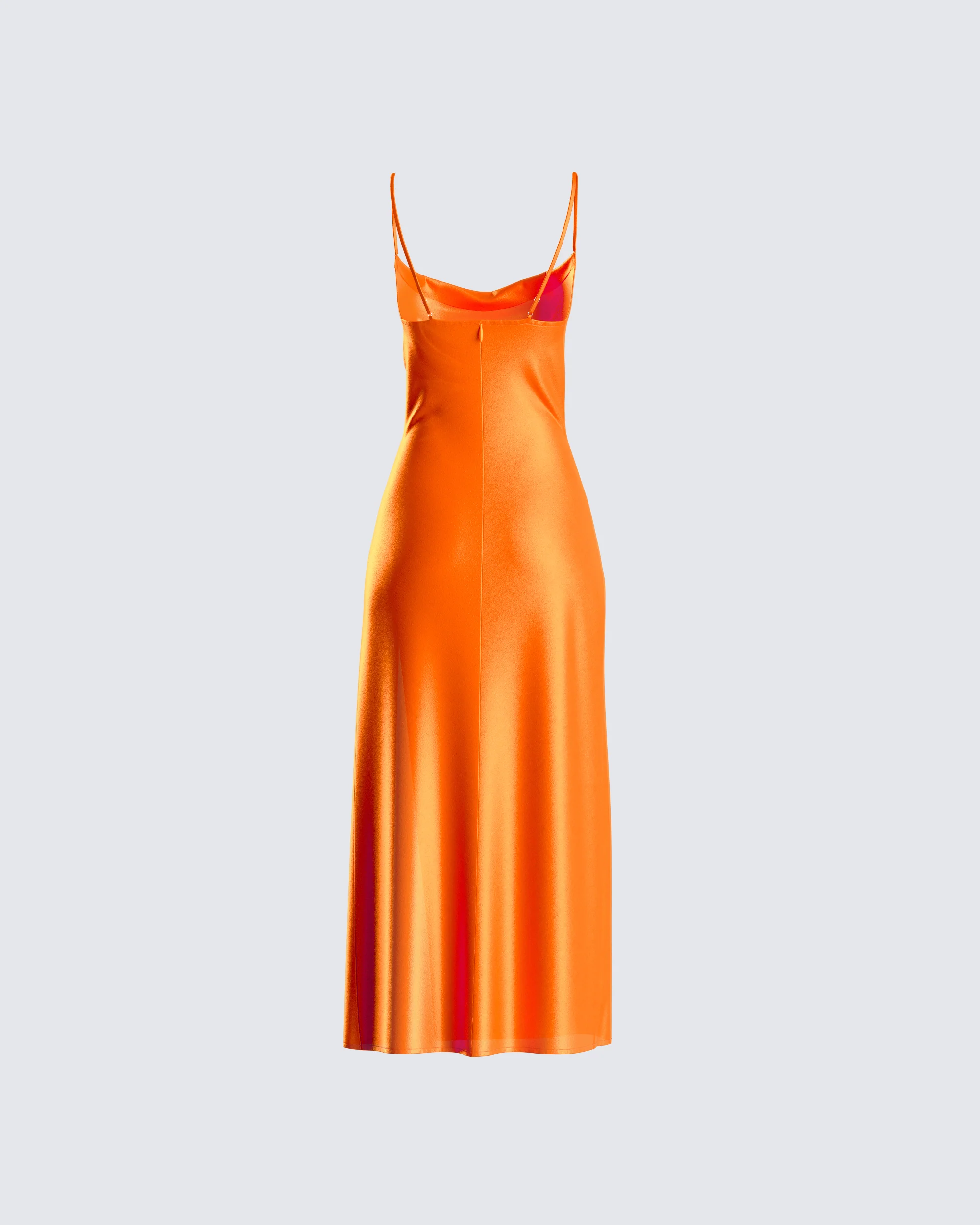 Alina Orange Satin Midi Dress - Image 3
