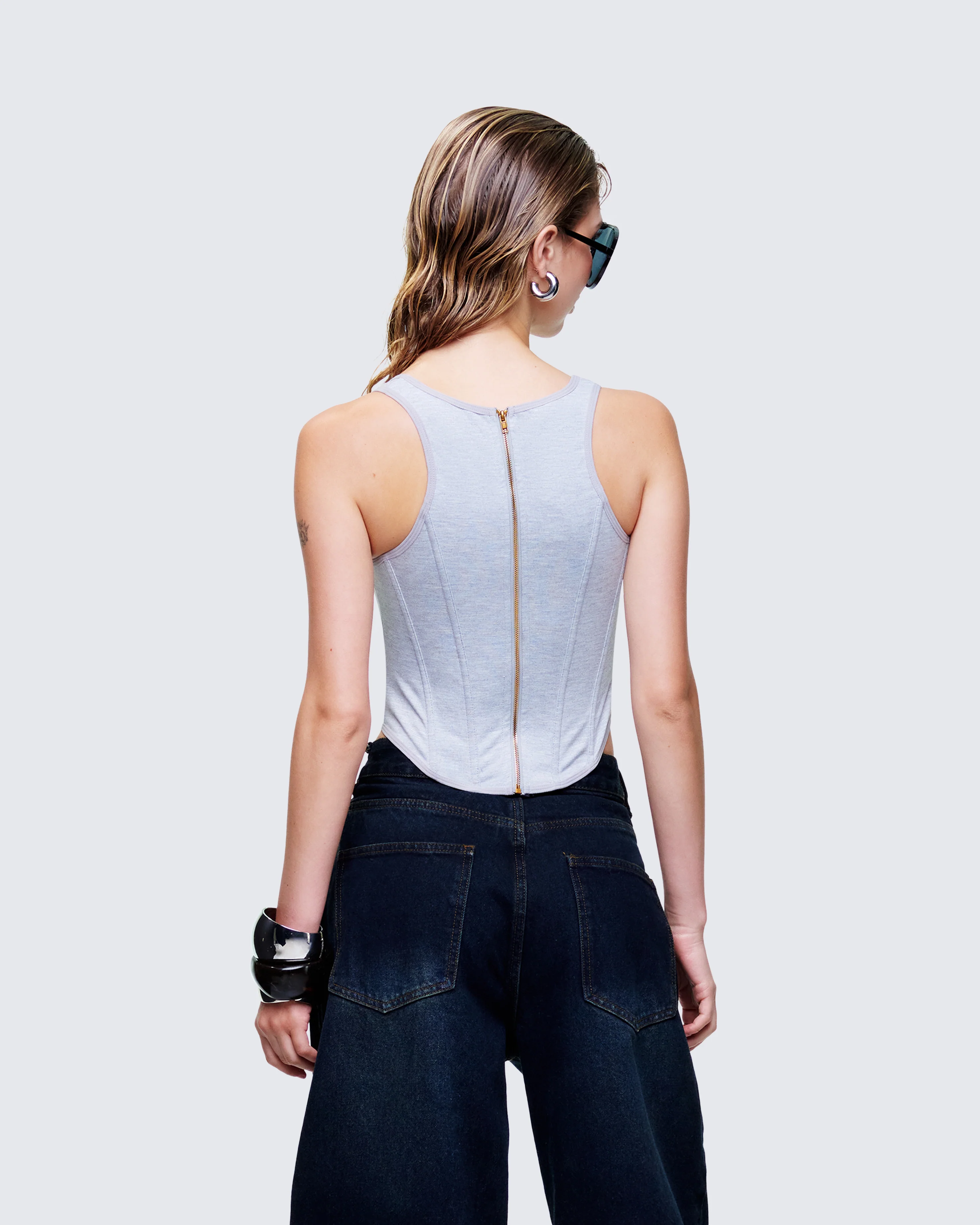 Allie Grey Jersey Corset Top - Image 4