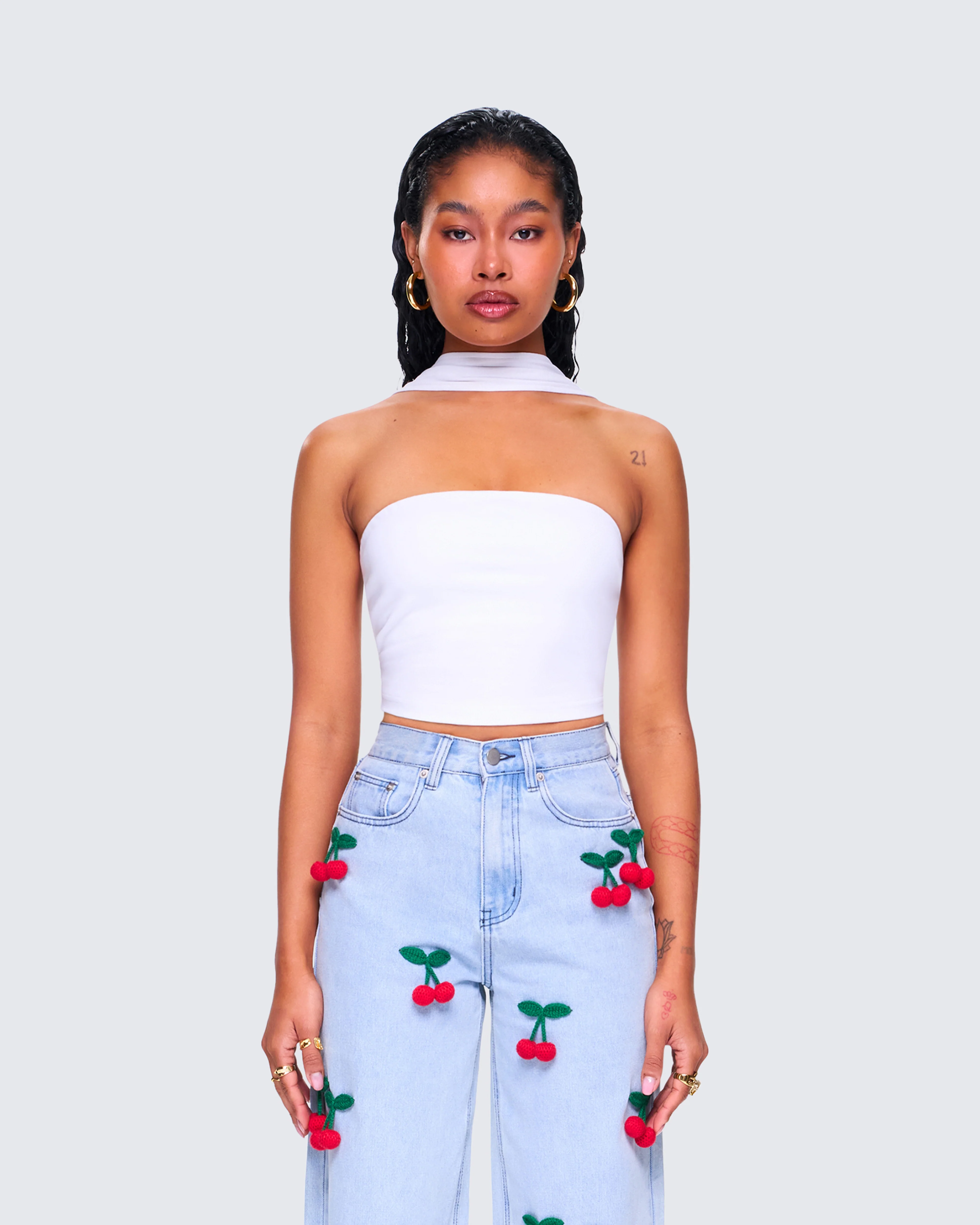 Alondra White Tube Halter Top - Image 4