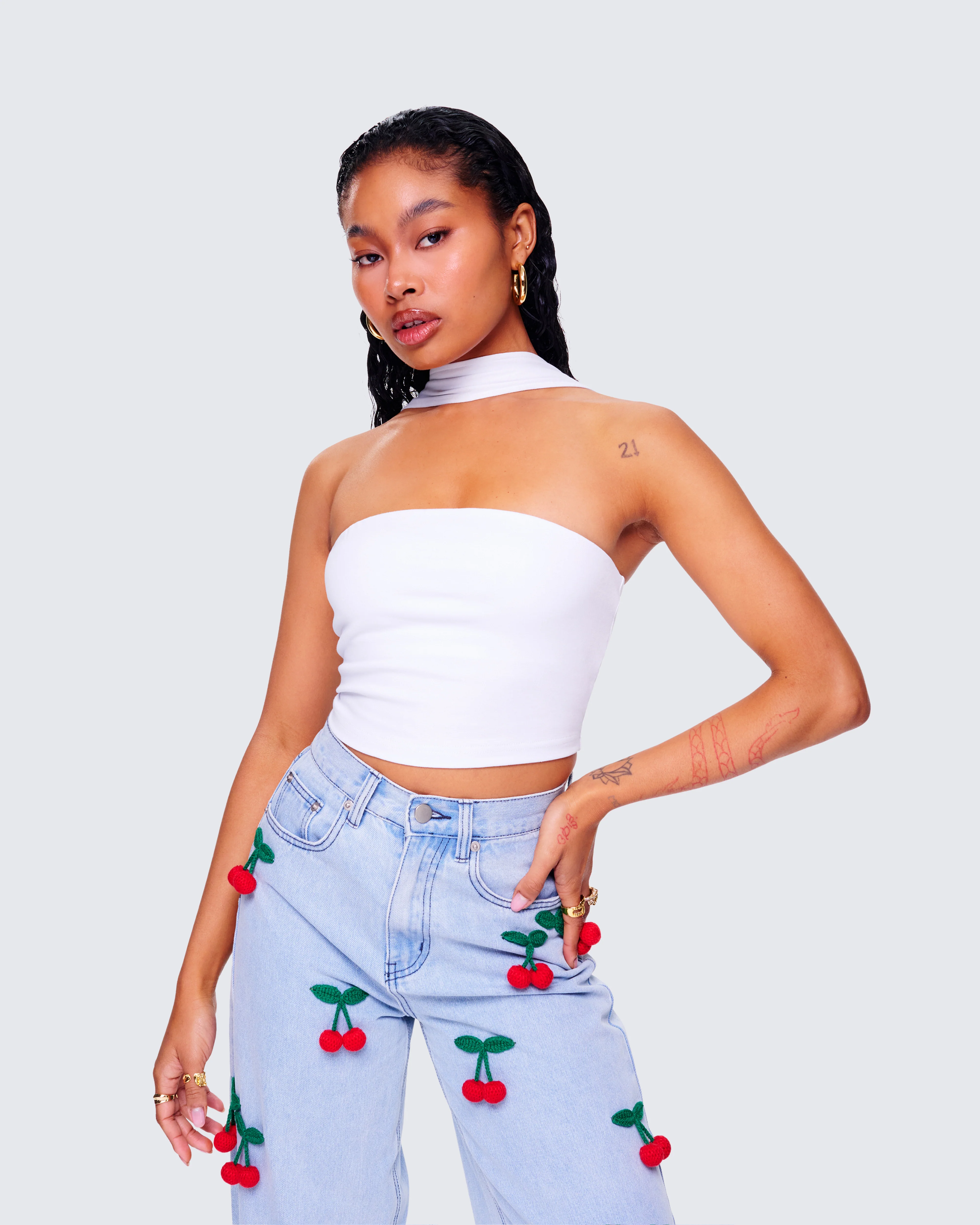 Alondra White Tube Halter Top - Image 6