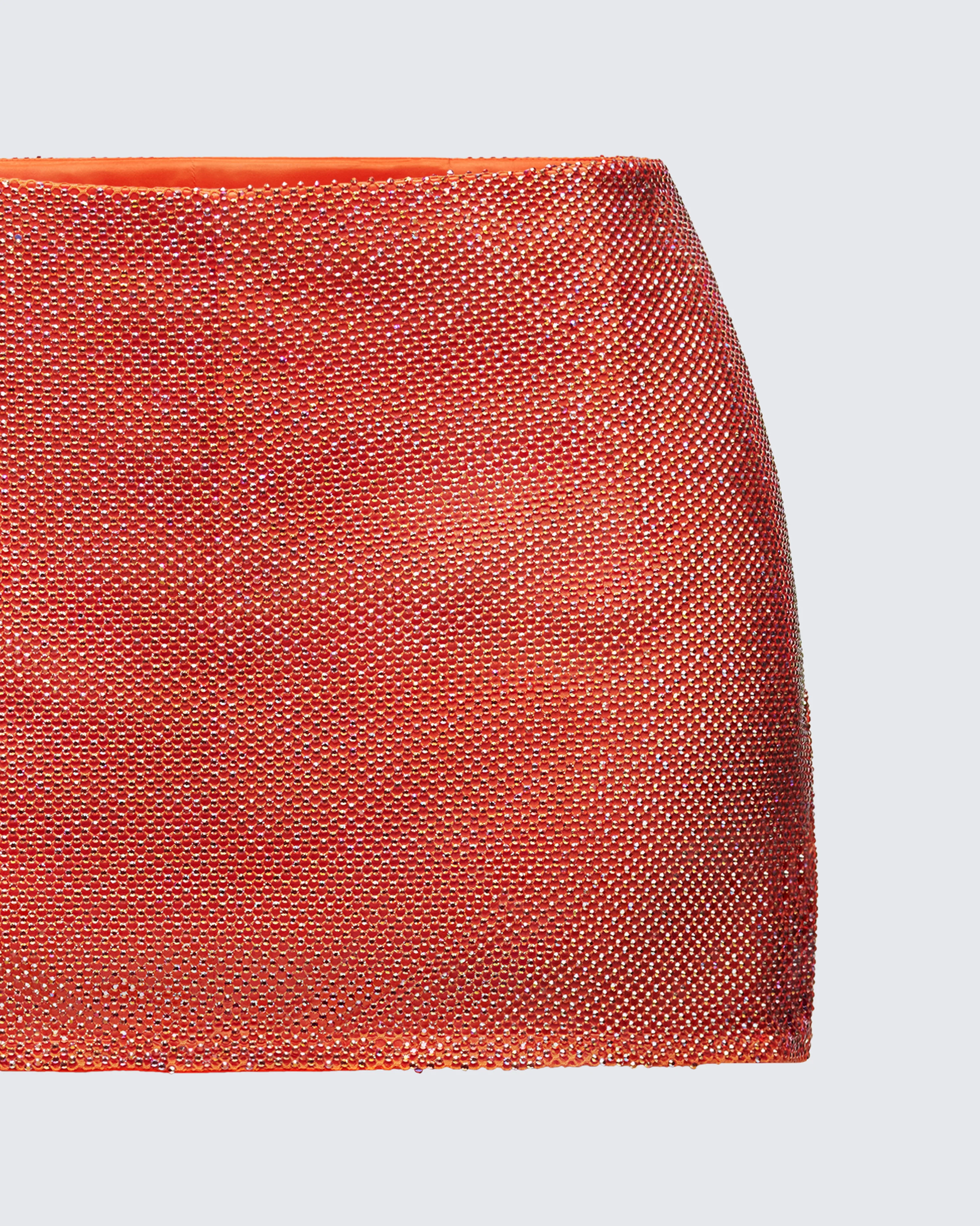 Alyah Orange Rhinestone Micro Mini Skirt - Image 9