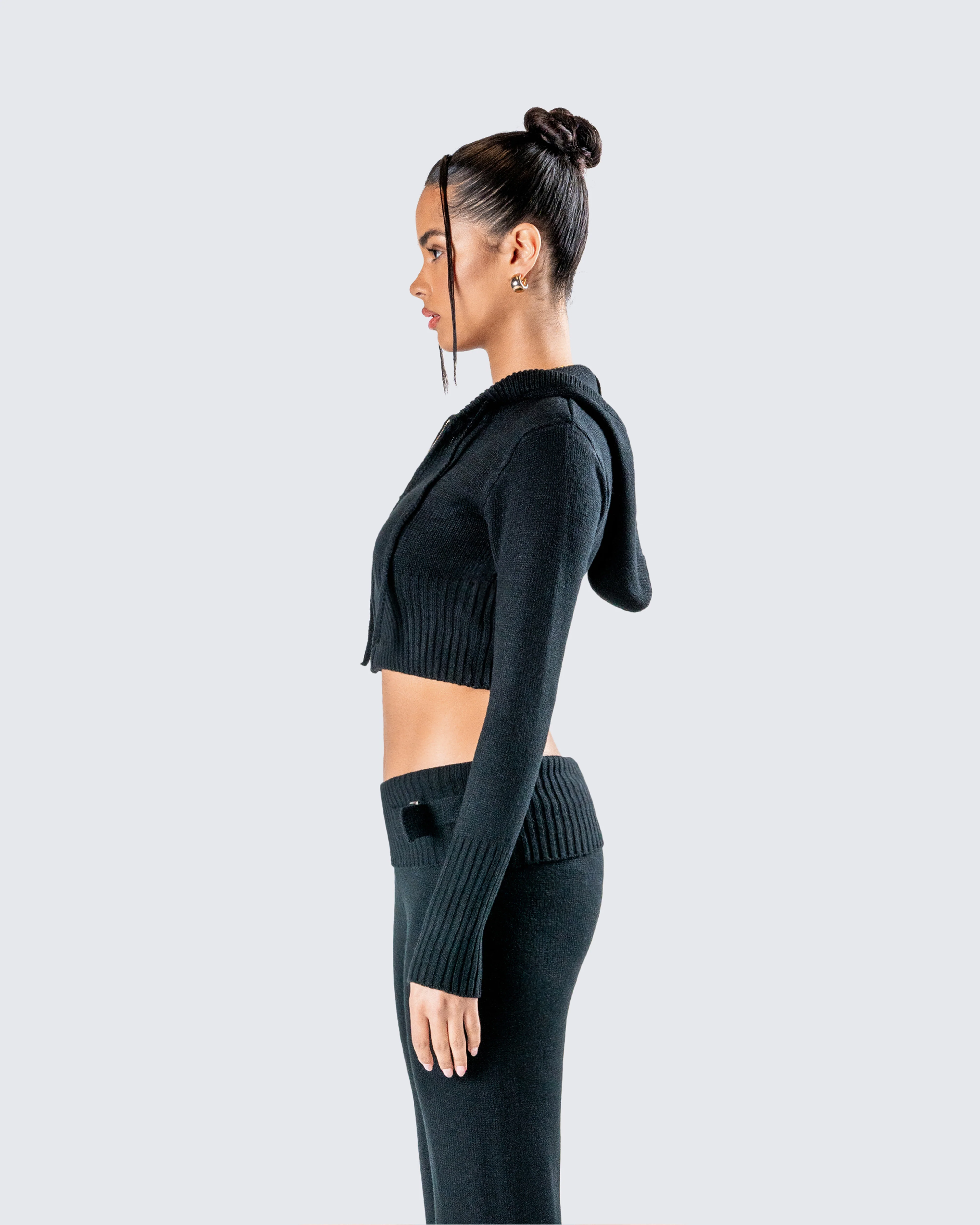 Alyssa Black Knit Cropped Jacket - Image 6
