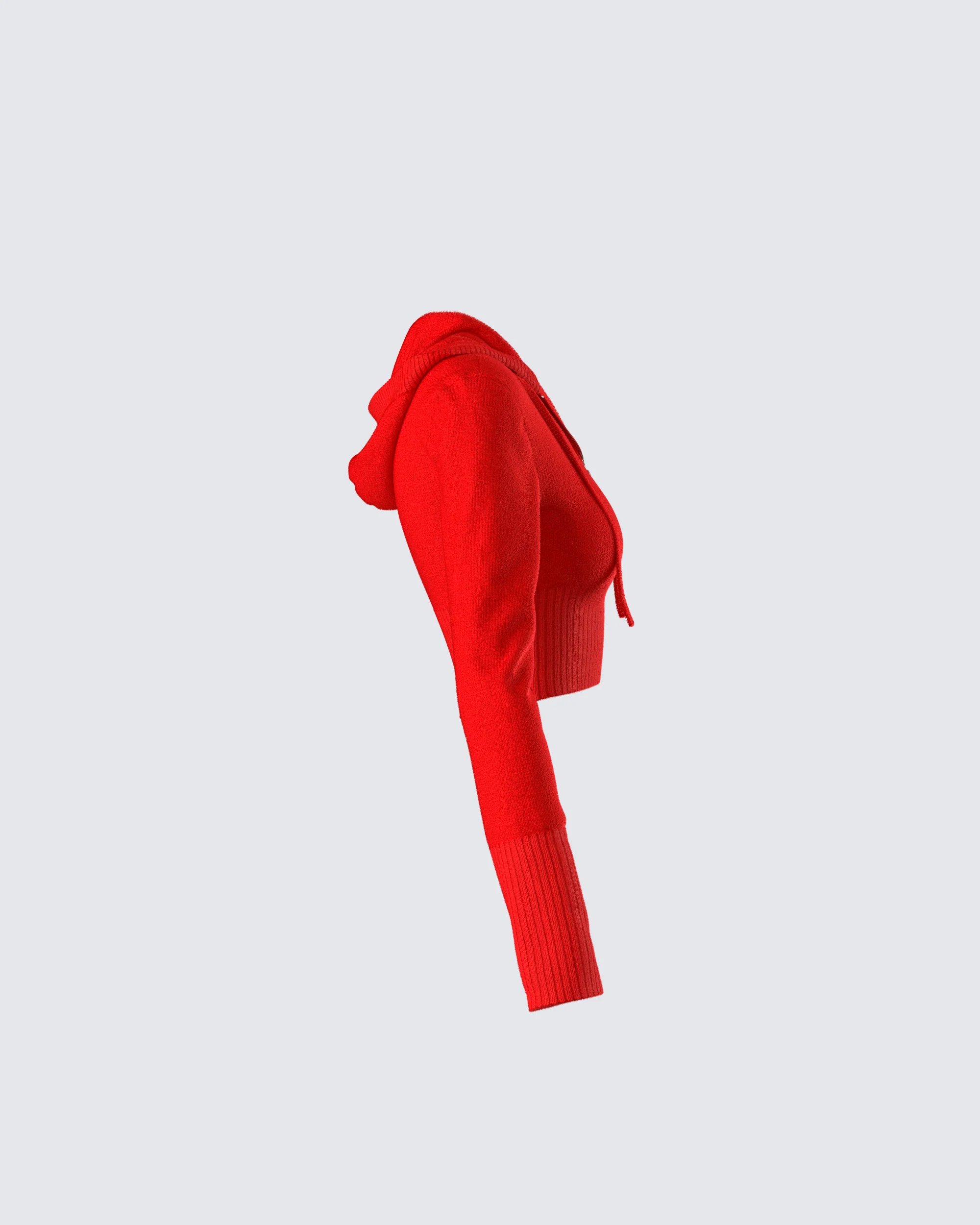Alyssa Red Knit Cropped Jacket - Image 2