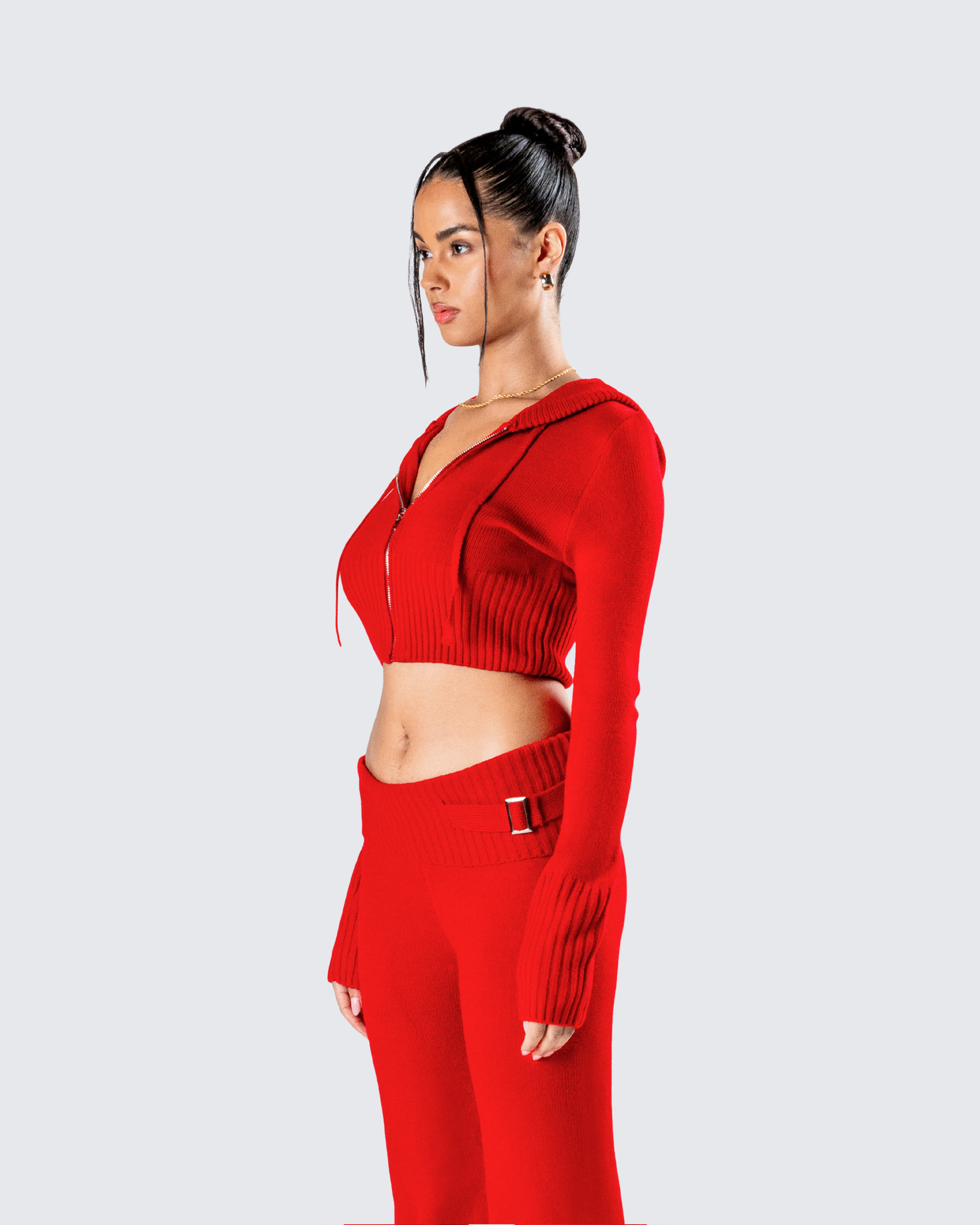 Alyssa Red Knit Cropped Jacket - Image 5