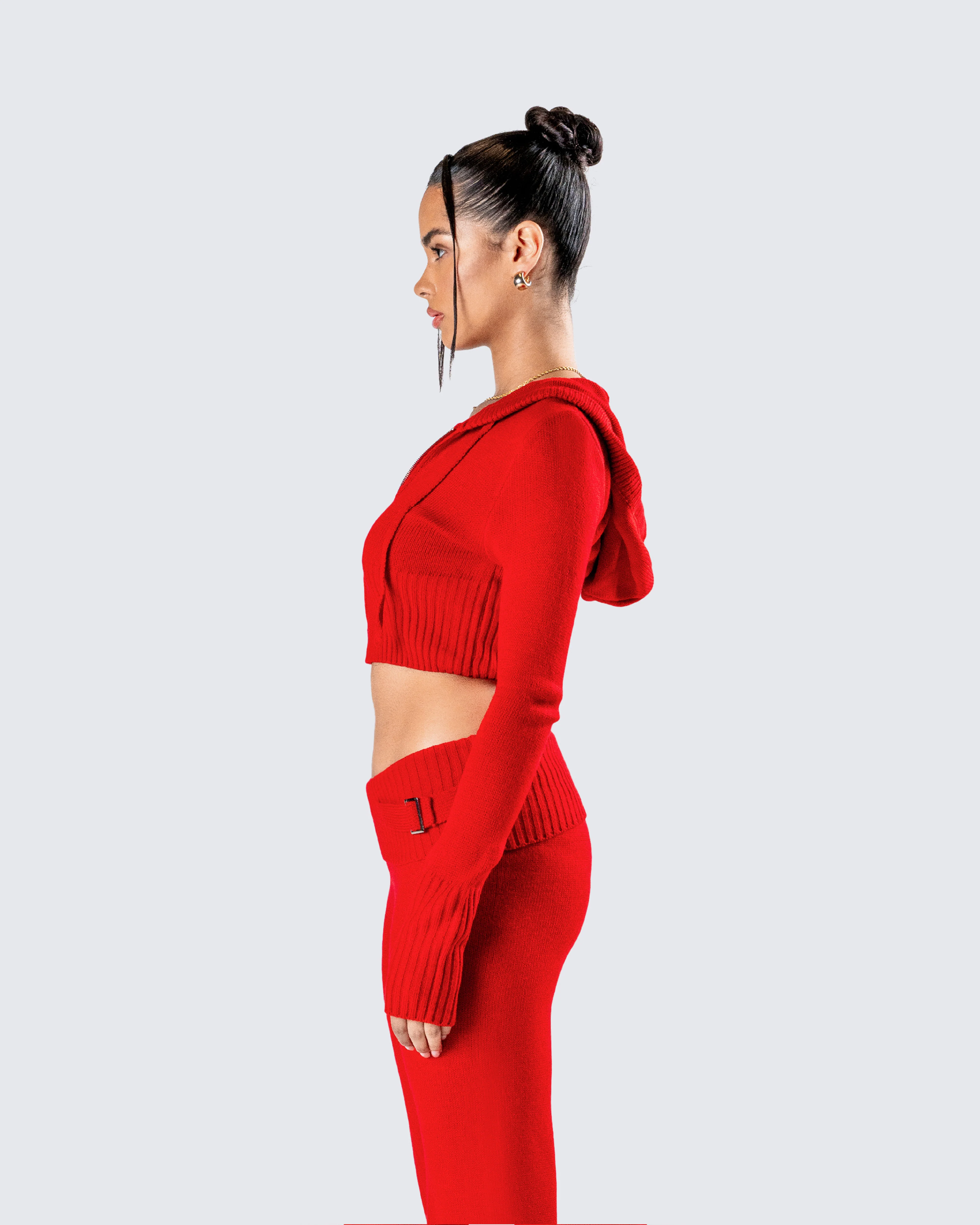 Alyssa Red Knit Cropped Jacket - Image 6