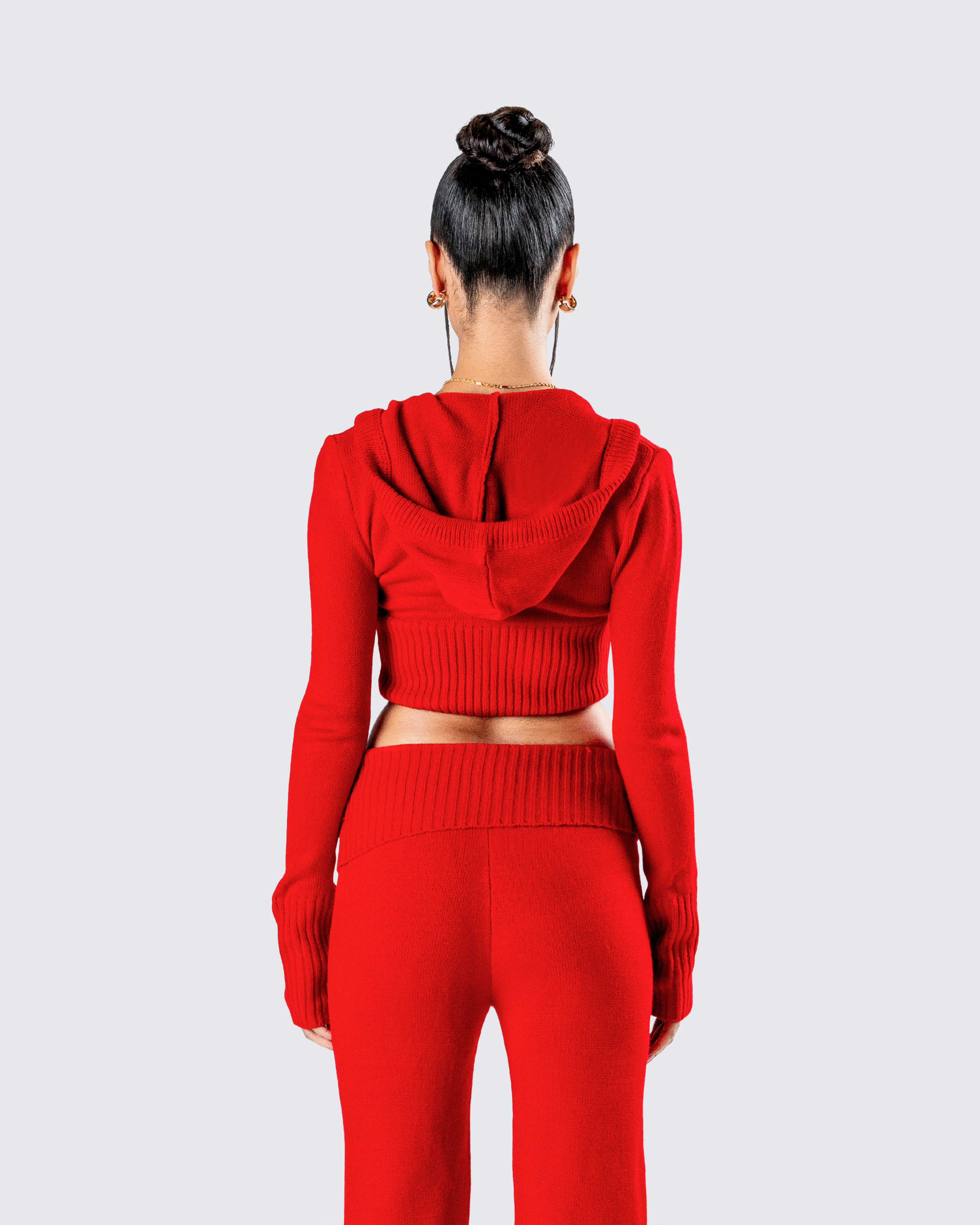 Alyssa Red Knit Cropped Jacket - Image 7