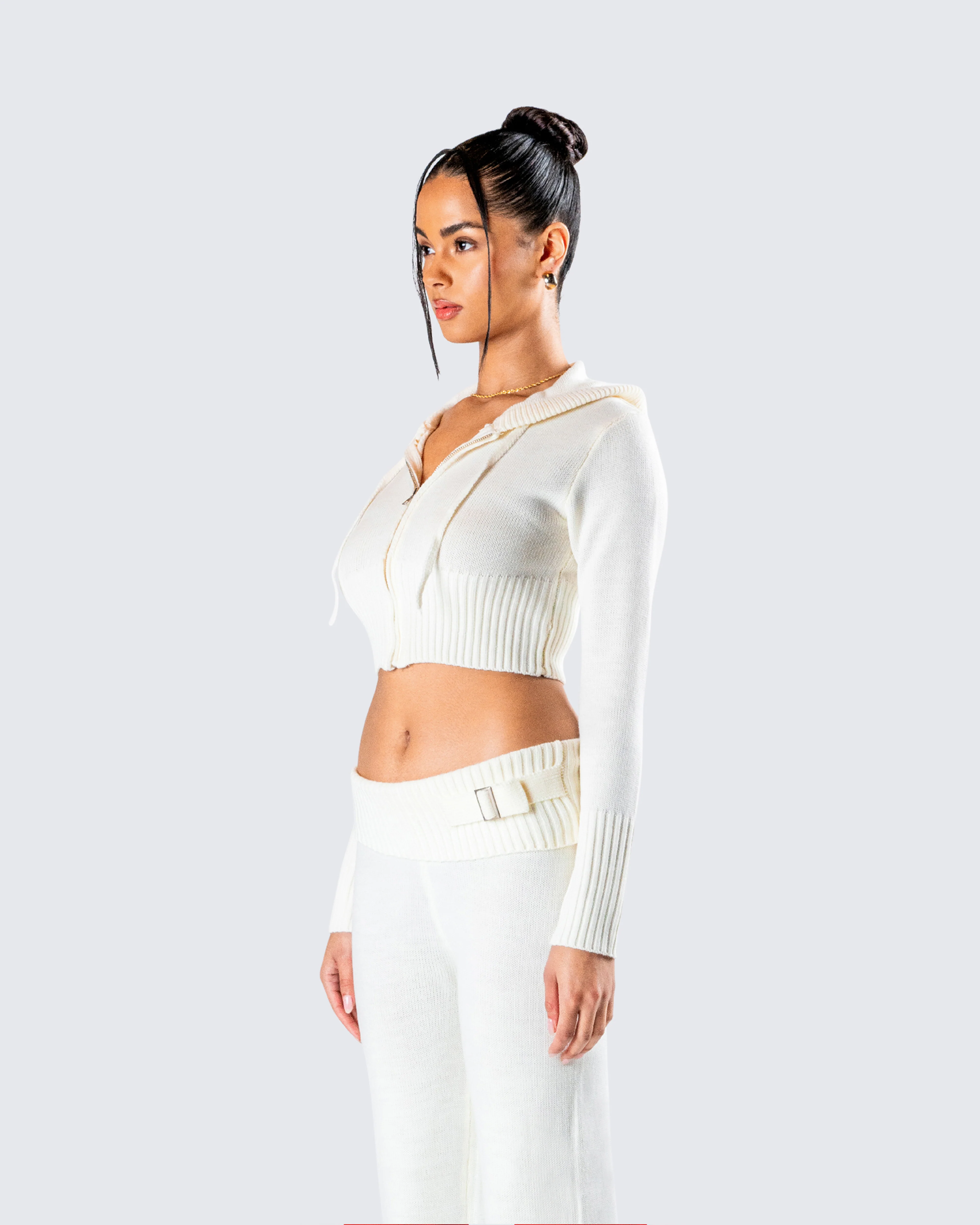 Alyssa White Knit Cropped Jacket - Image 5