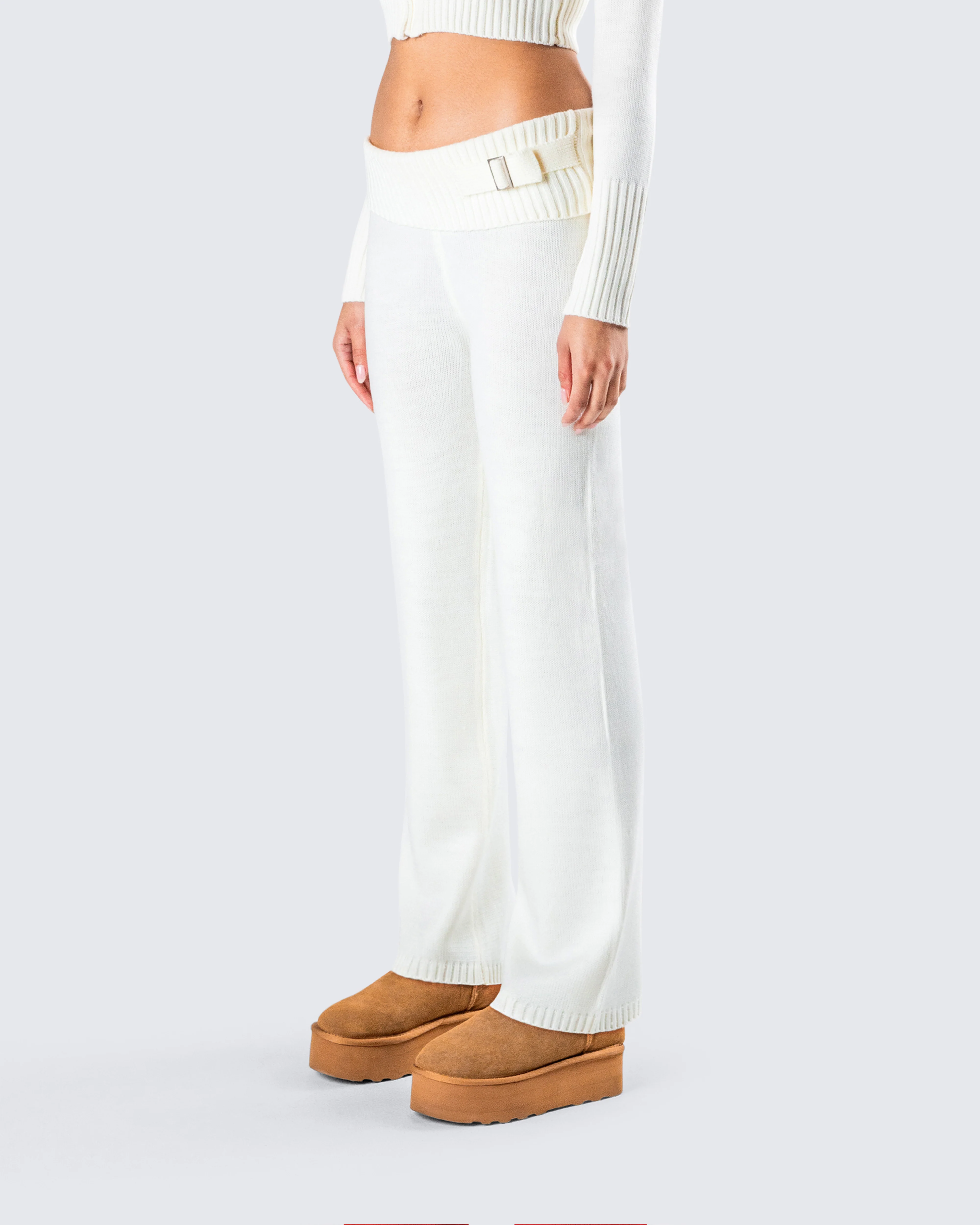 Alyssa White Knit Pant - Image 5