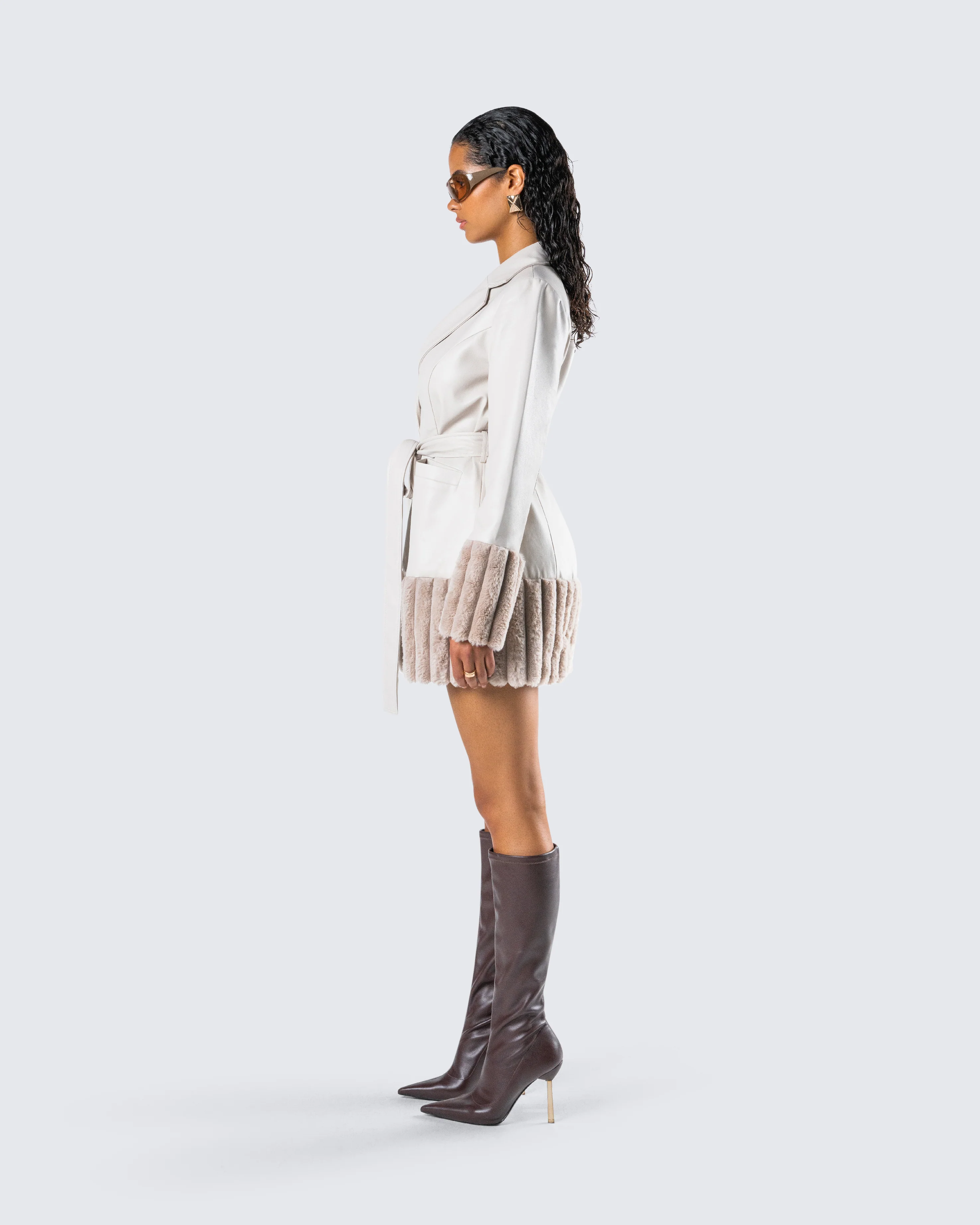 Amadee Ivory Vegan Leather Coat - Image 6