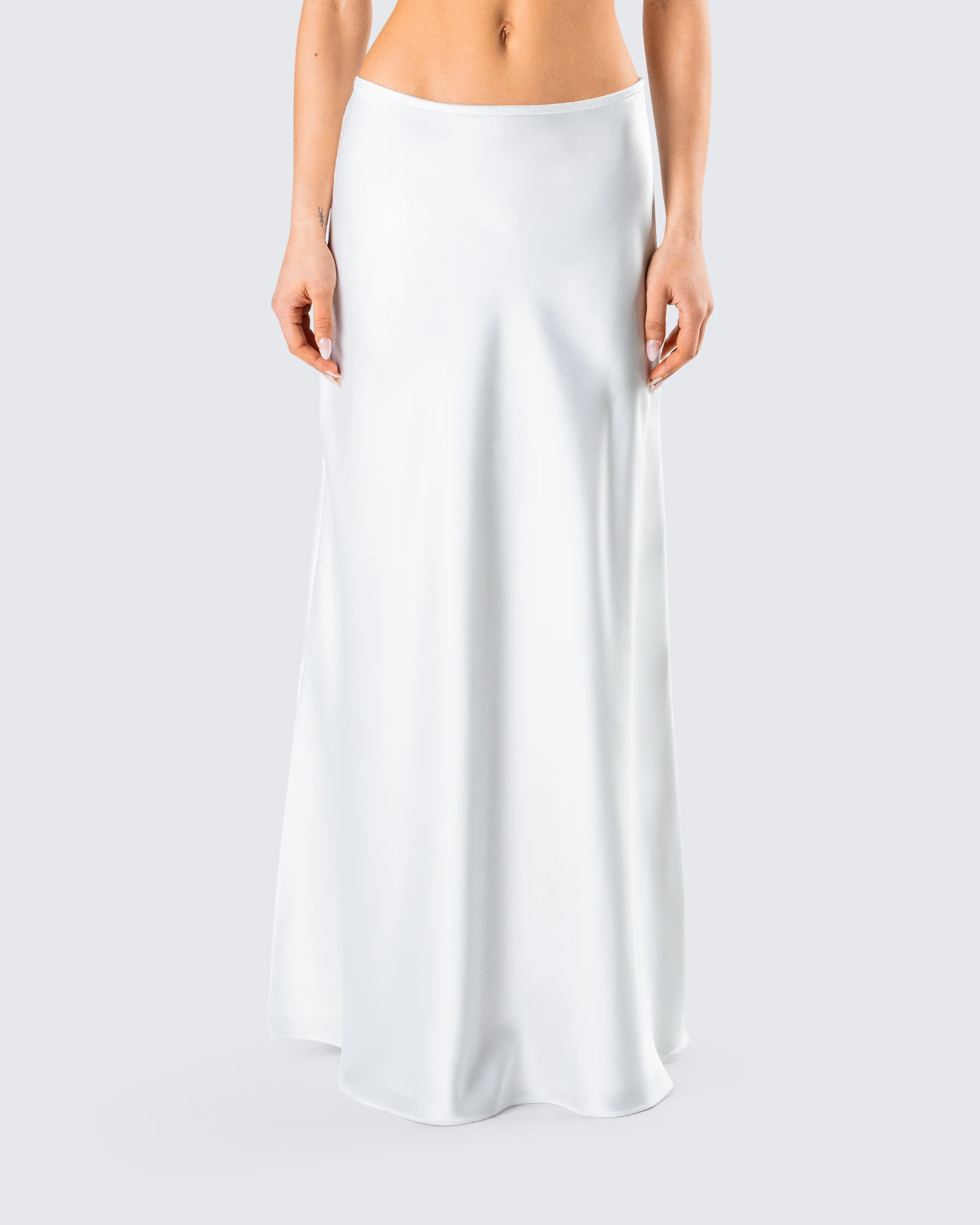 Amalie White Satin Maxi Skirt - Image 2