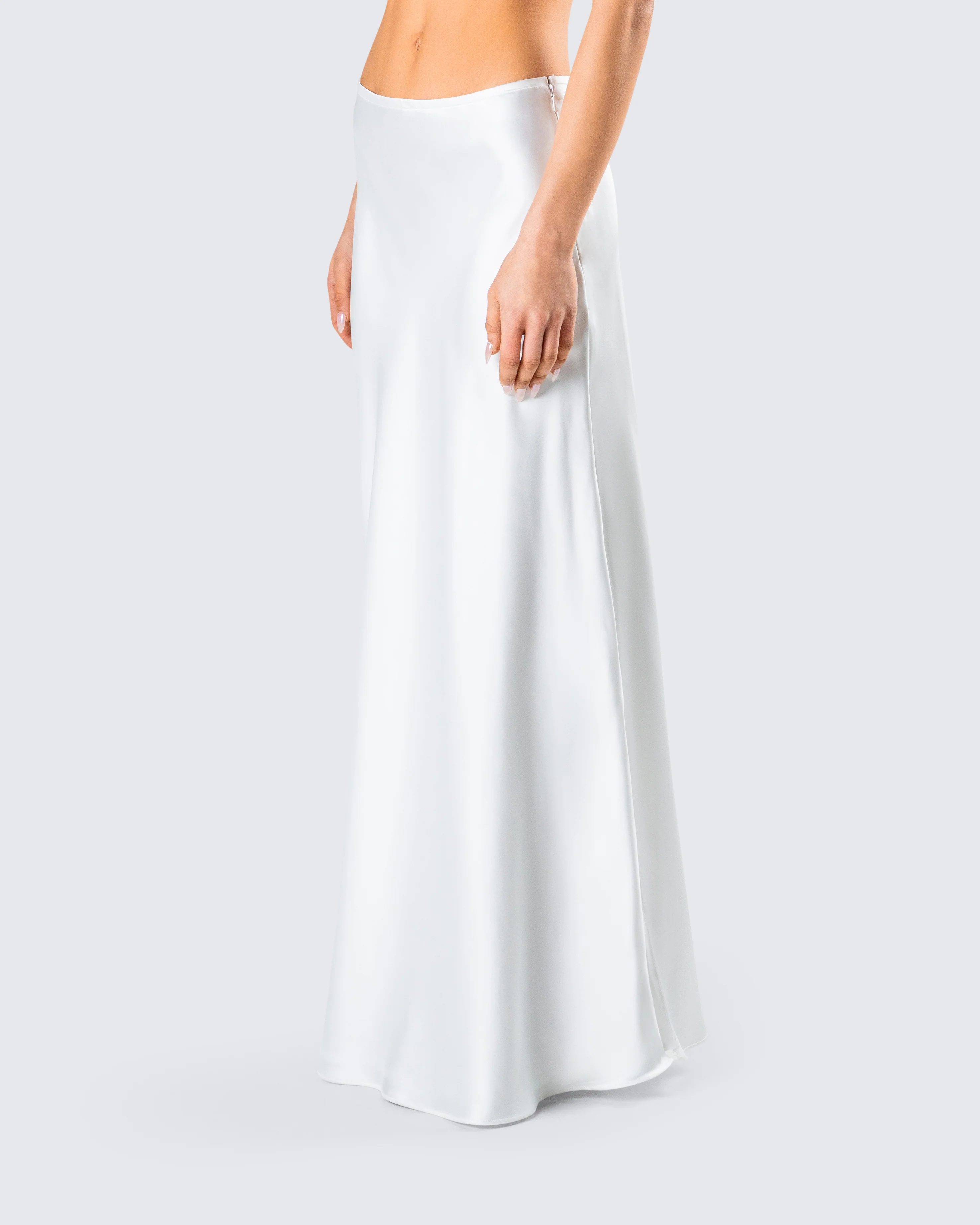 Amalie White Satin Maxi Skirt - Image 3