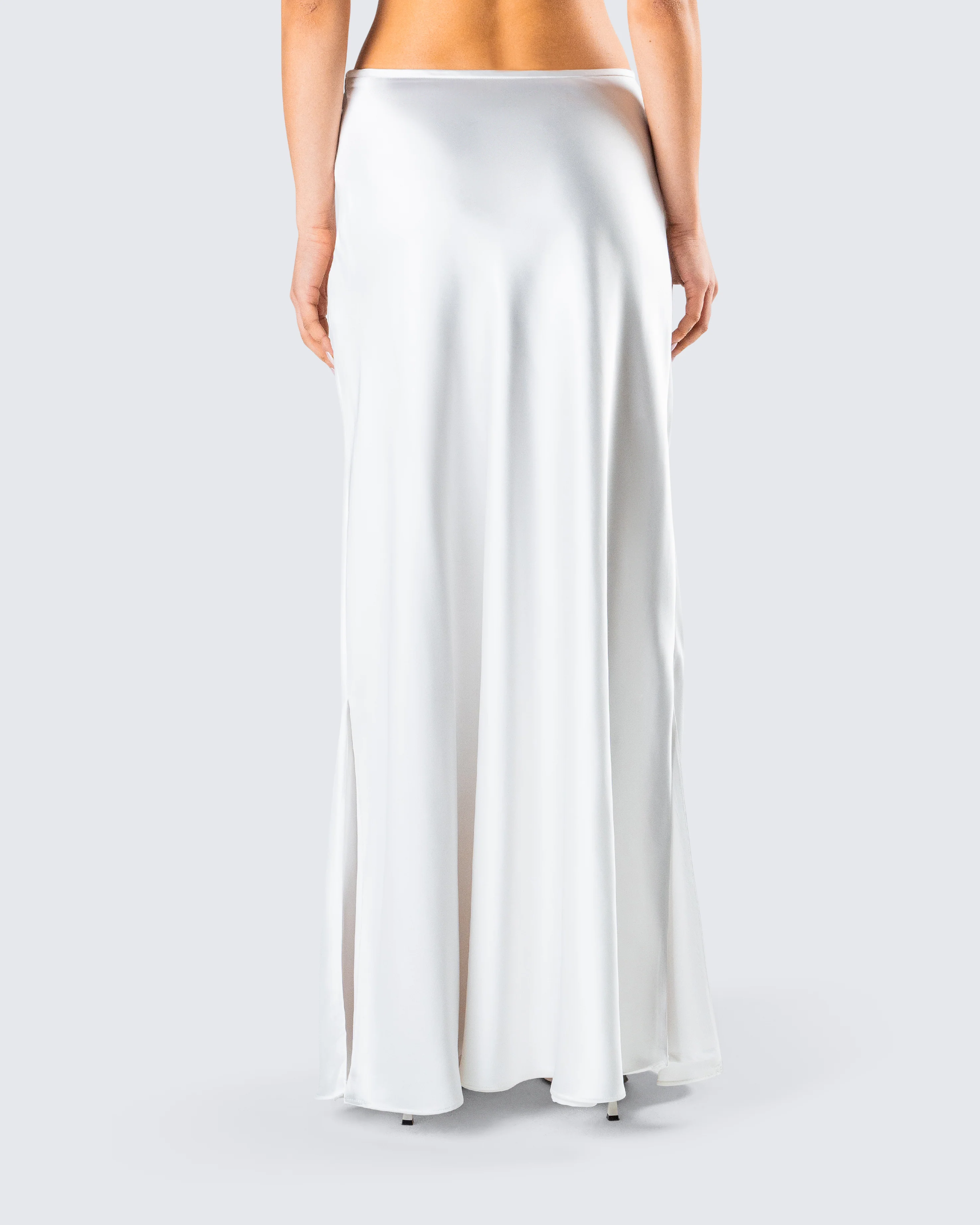 Amalie White Satin Maxi Skirt - Image 5