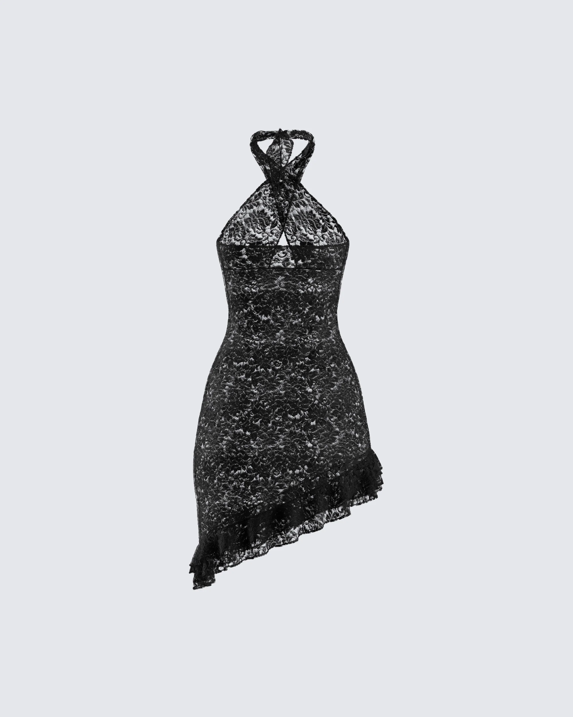 Ambra Black Lace Halter Dress - Image 3