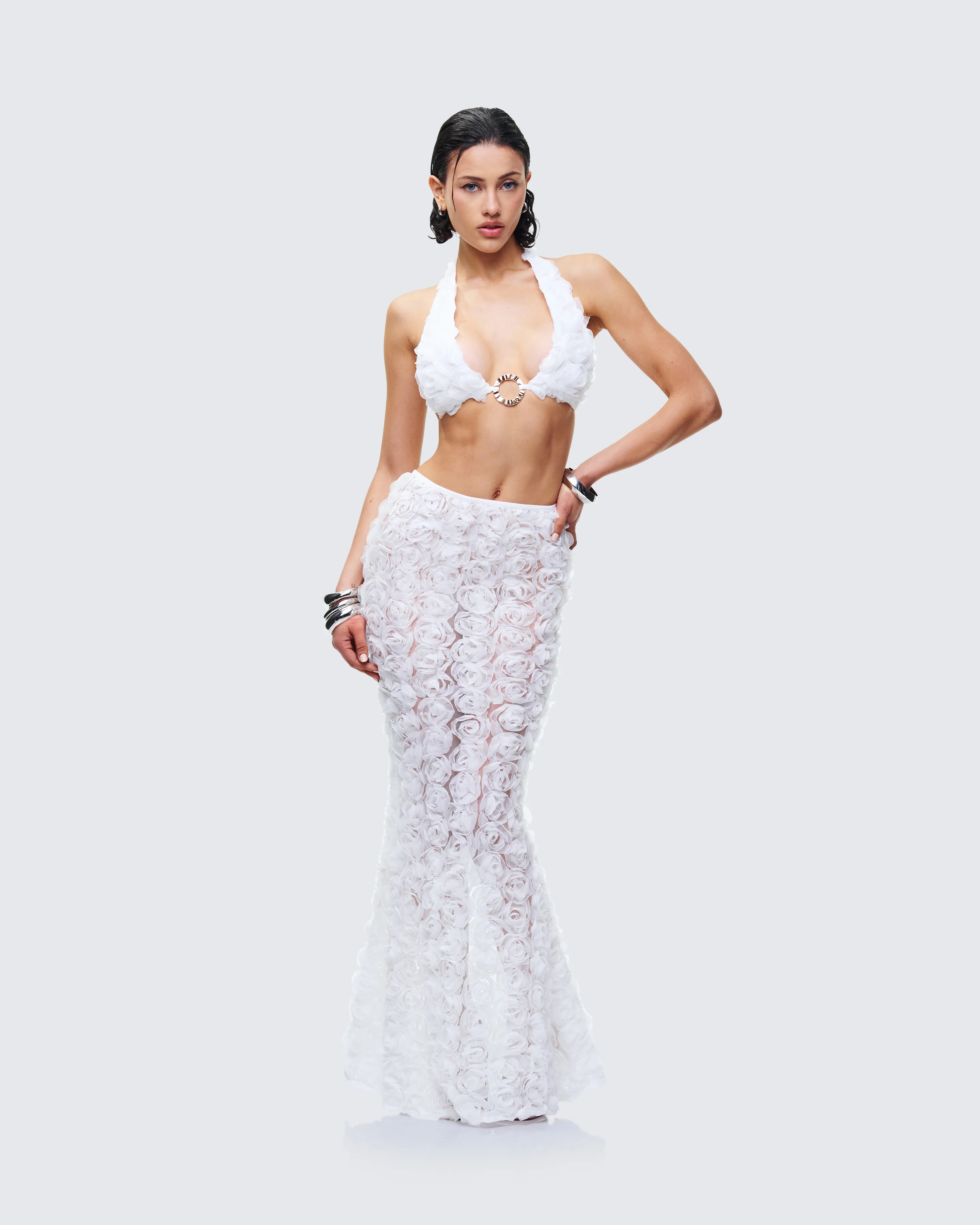 Ambrose White Flower Triangle Bra Top - Image 5