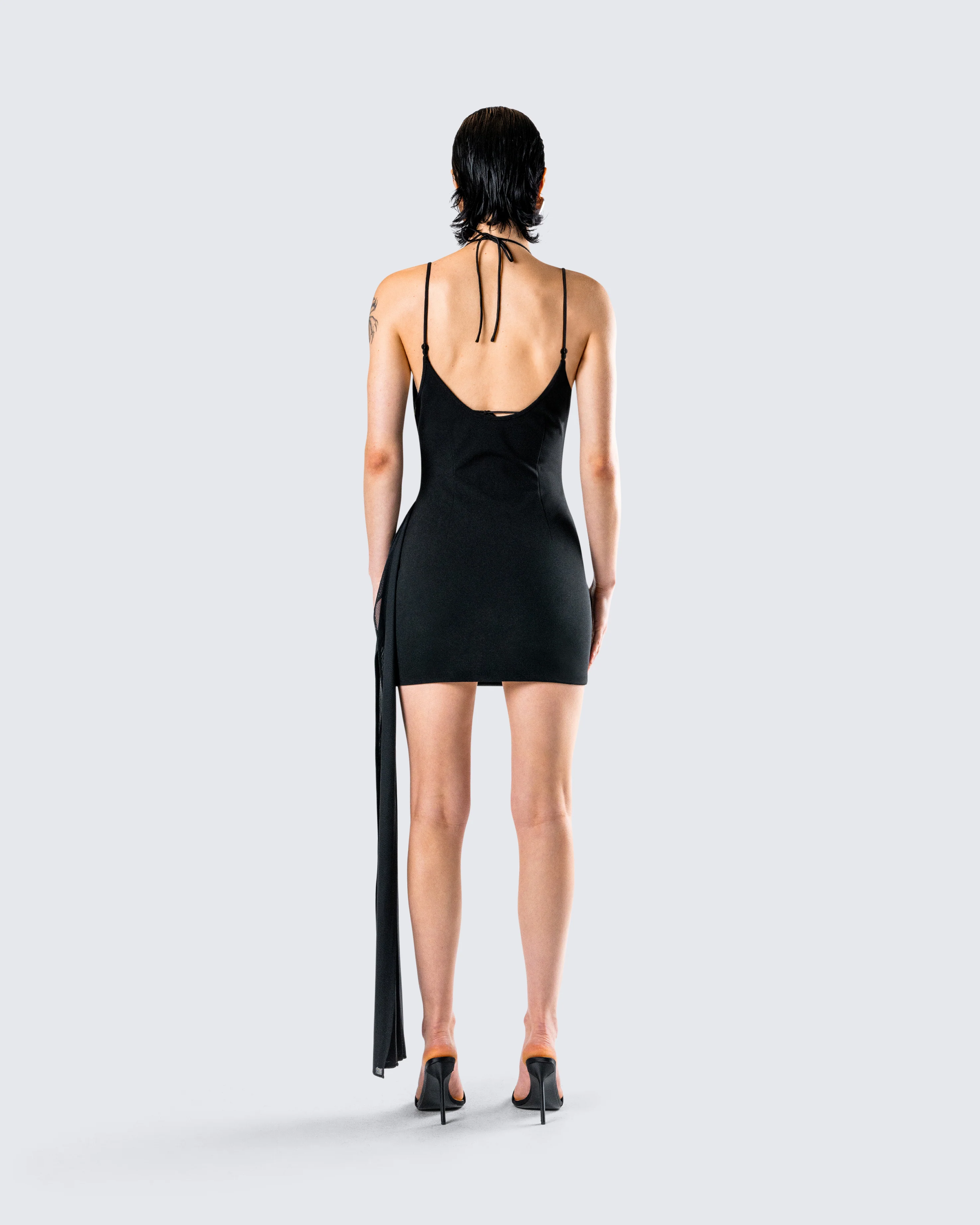 Amelie Black Draped Mini Skirt - Image 7