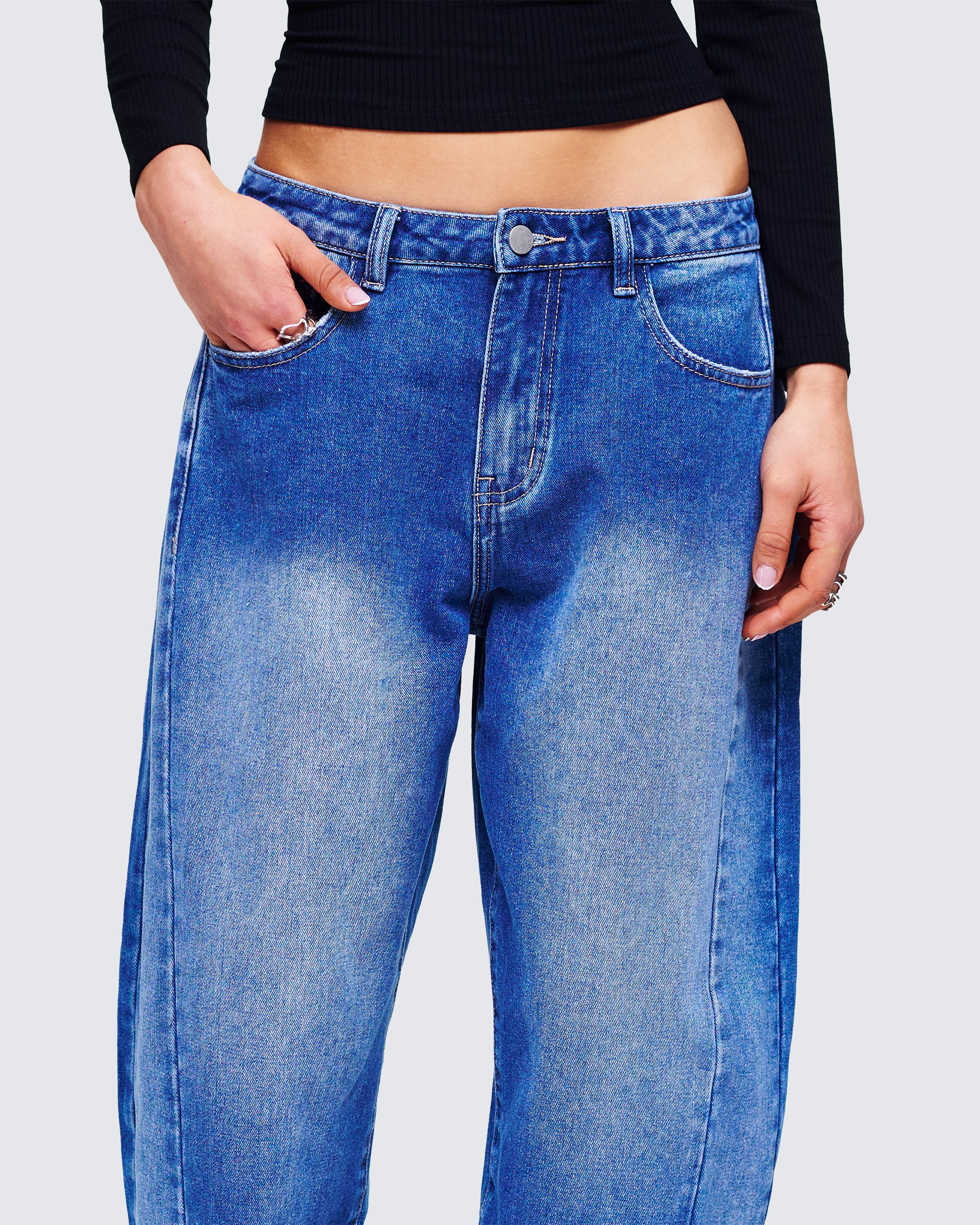 Amets Blue Denim Barrel Leg Jean - Image 7