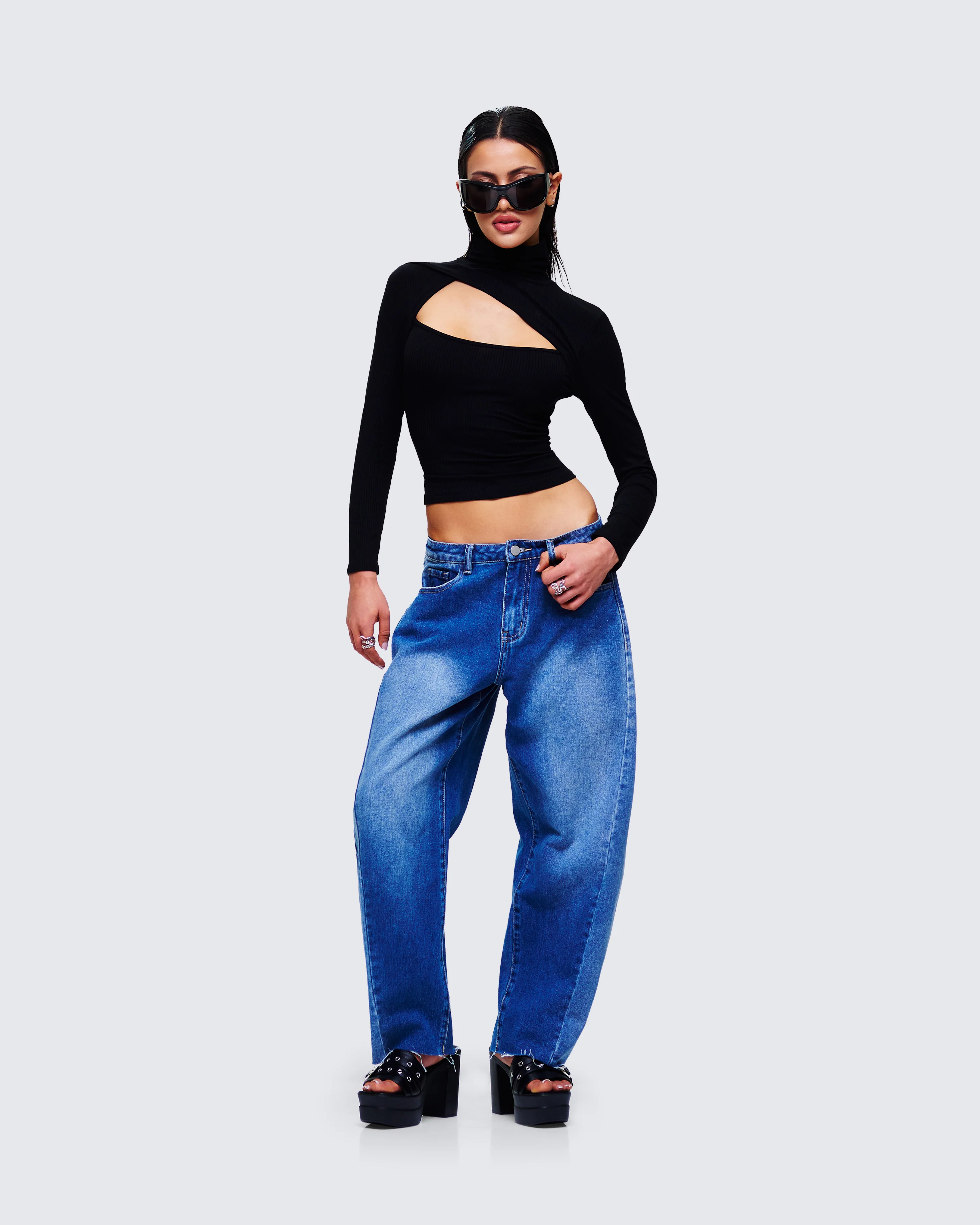 Amets Blue Denim Barrel Leg Jean - Image 8