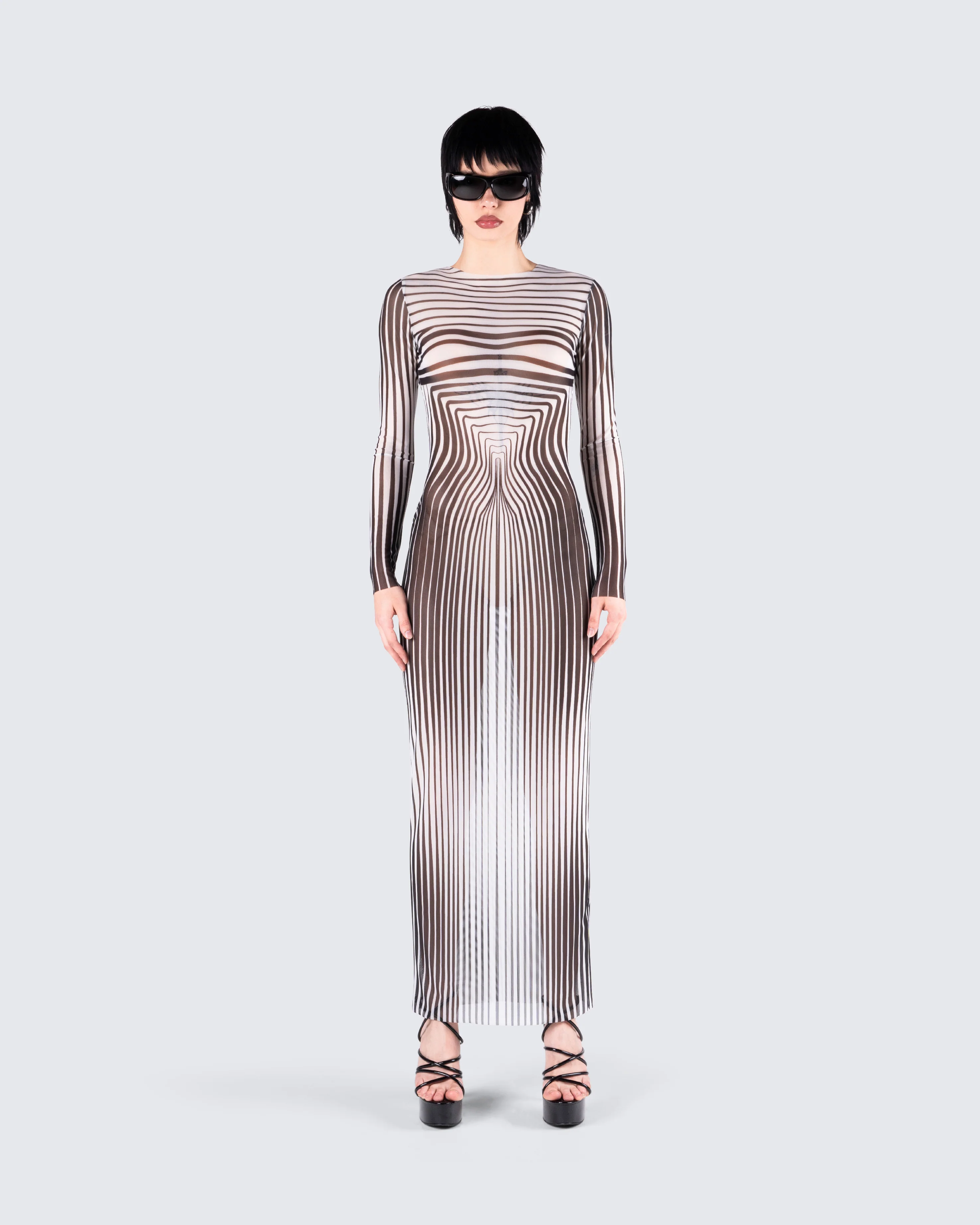 Amina Multi Illusion Print Dress - Image 4