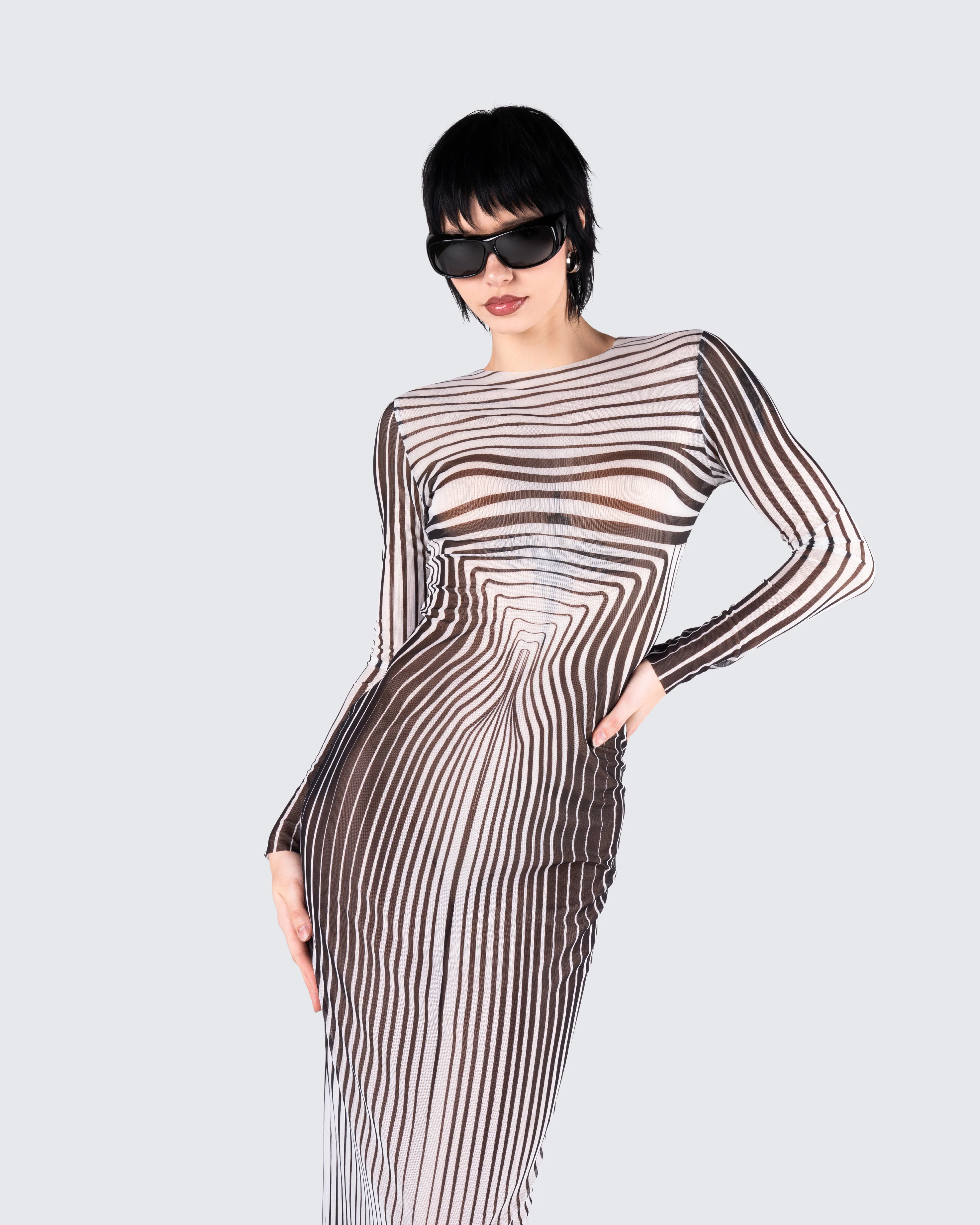 Amina Multi Illusion Print Dress - Image 9