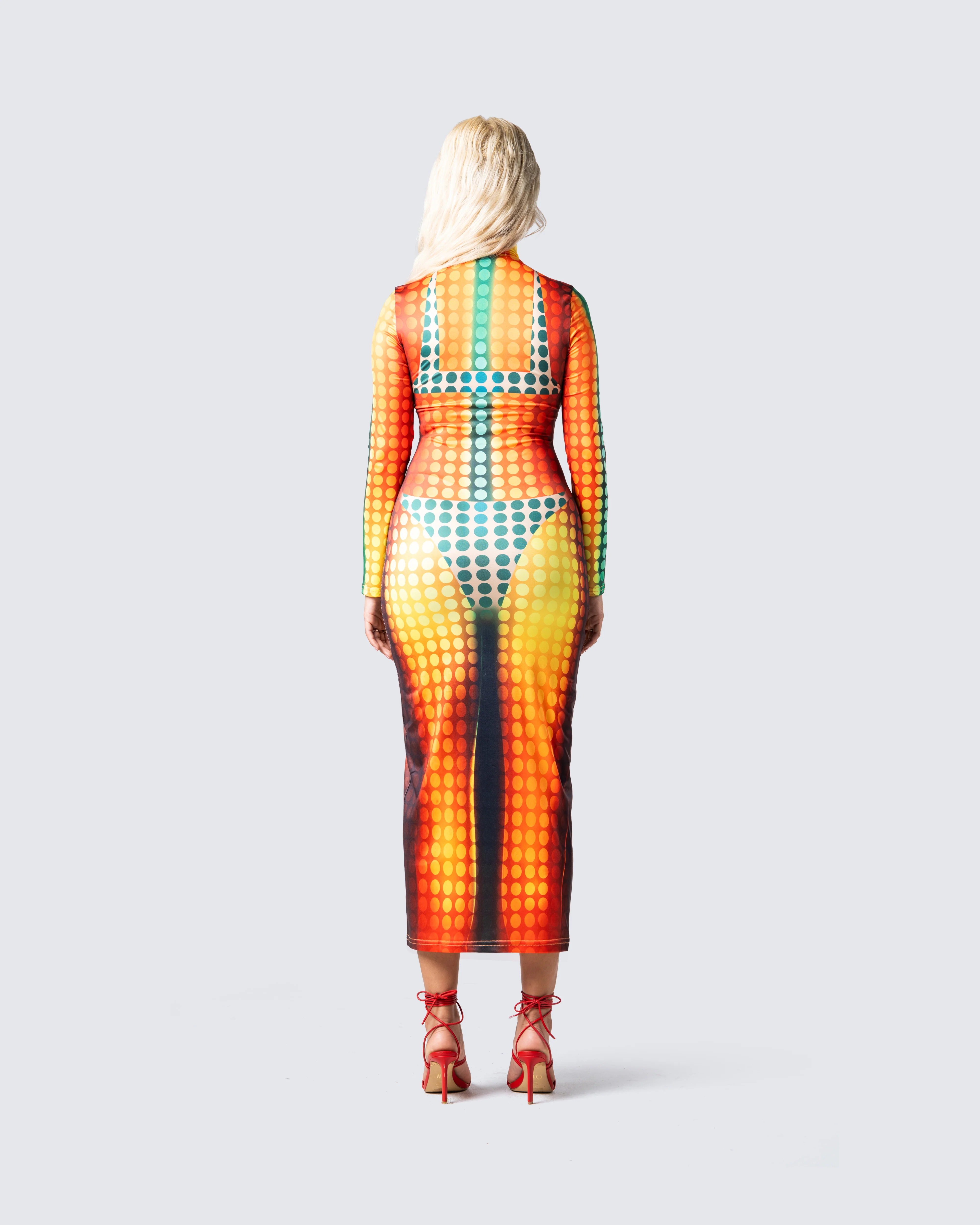 Amira Multi Polka Dot Print Dress - Image 6