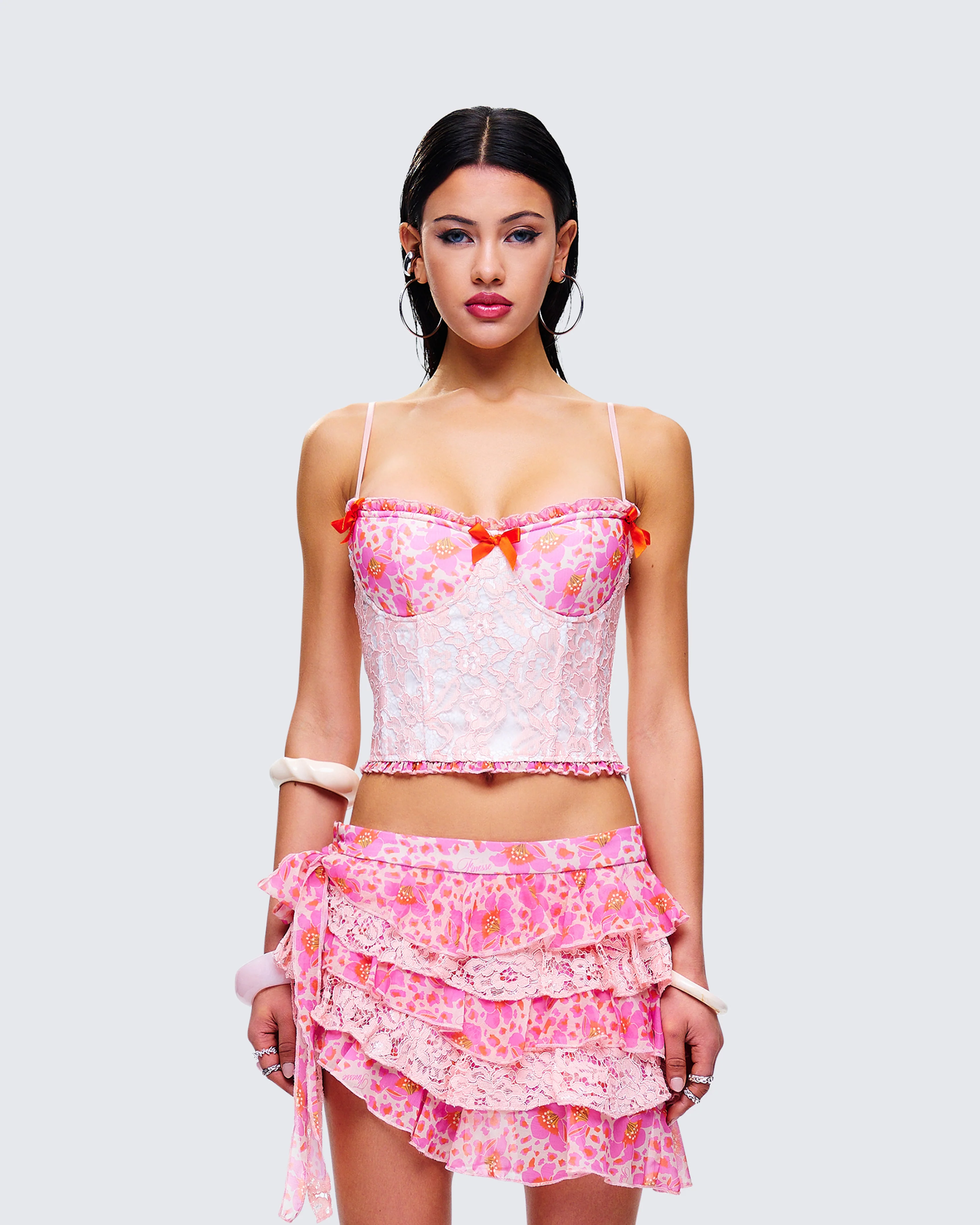 Ana Multi Floral Lace Bustier Top - Image 4